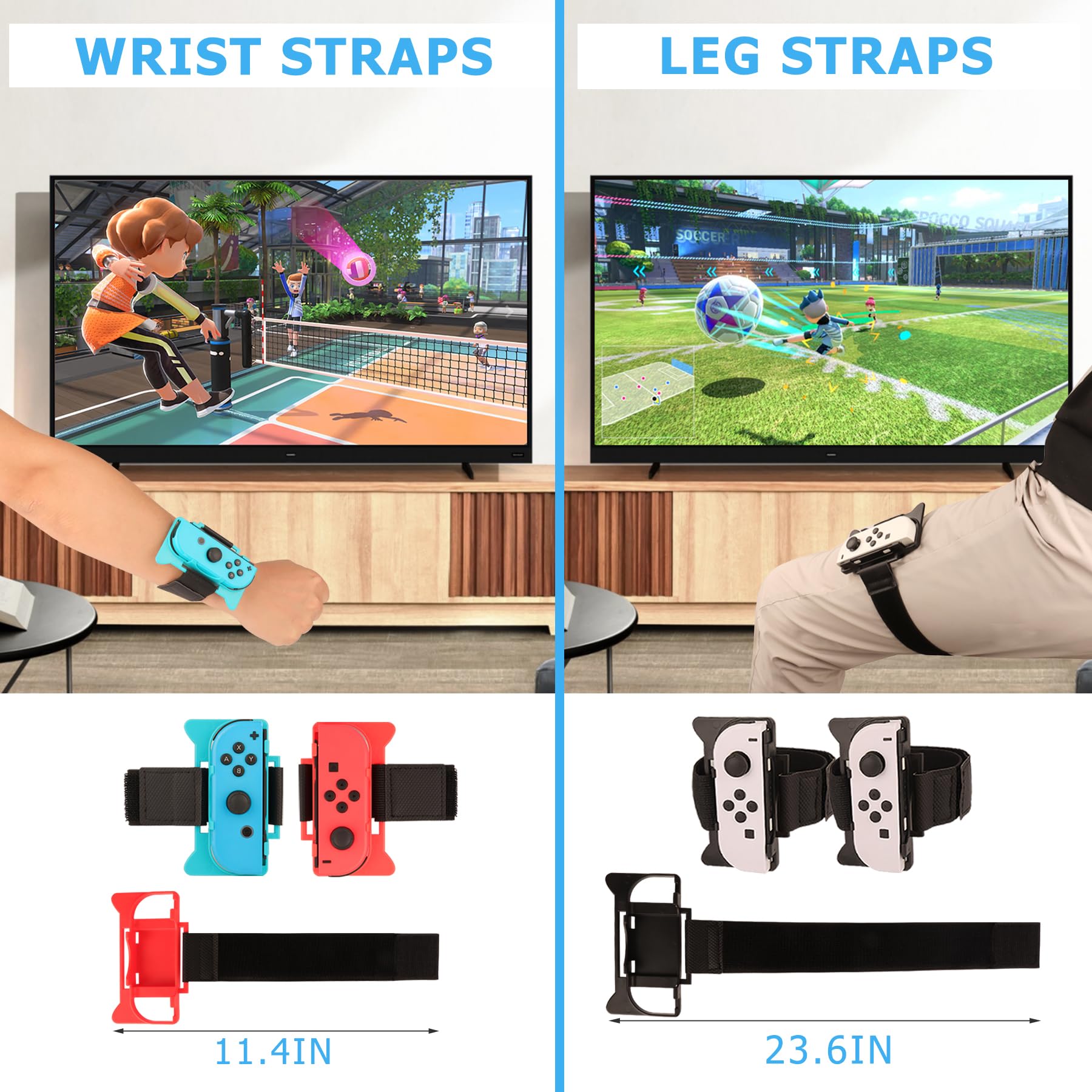 EOVOLA 18-in-1 Nintendo Switch & OLED Sports Accessories Kit - Includes Tennis Rackets, Comfort Grips, Golf Clubs, Swords, Wrist Bands & Leg Strap with Storage Bag - Perfect for Fitness Gaming, Family Fun & Multiplayer Sports Games