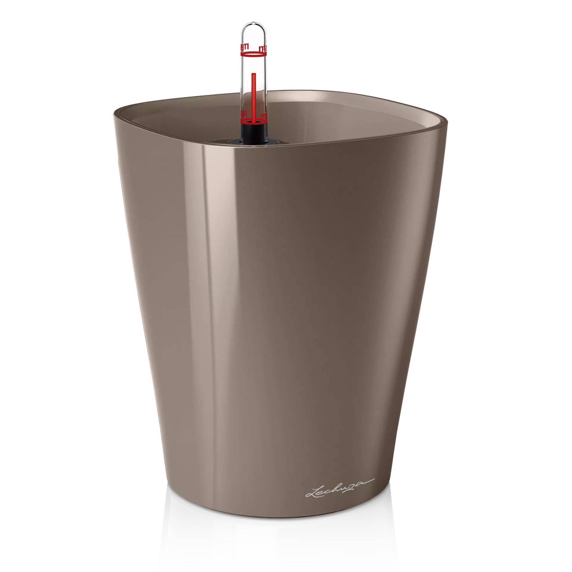 Lechuza Deltini Self-Watering Plant Pot - 6 Inch Modern Indoor Outdoor Garden Planter for Flowers, Herbs & Succulents | Taupe Color | Perfect for Home, Office & Balcony Decor