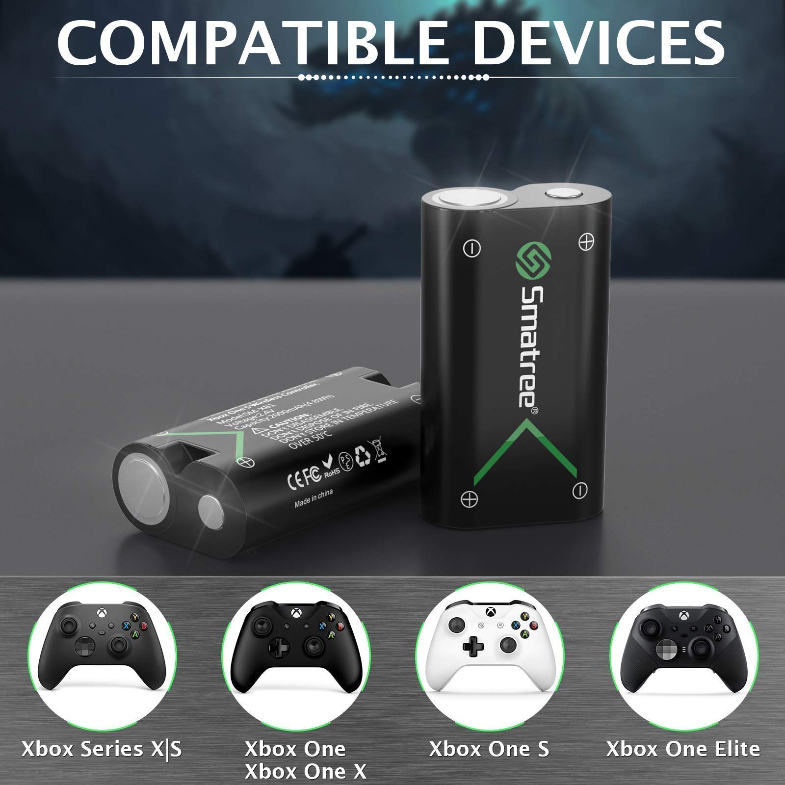 Smatree Xbox Series X|S & Xbox One Controller Charger Station with 5 Rechargeable Batteries - Compatible with Xbox One X, One S, One Elite - Perfect for Gaming Sessions & Multiplayer Setups