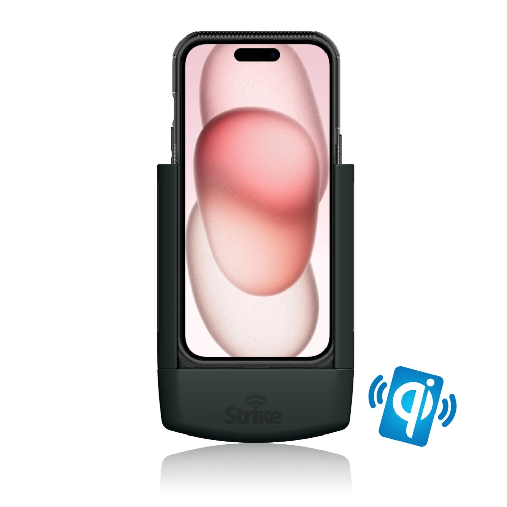 iPhone 15 Car Mount Holder with Wireless Charging - Compatible with Strike Rugged Case - Perfect for Hands-Free Driving & Safe Charging on the Go