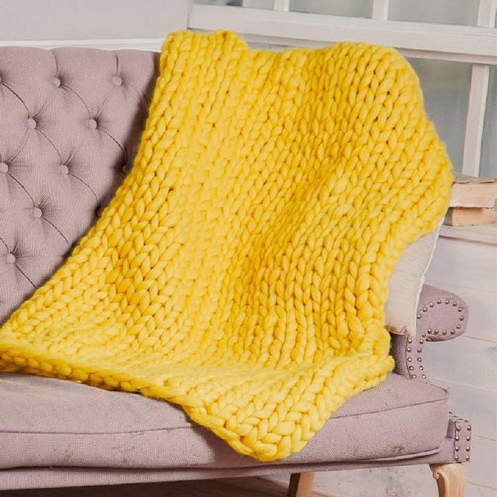 Chunky Knit Blanket - Super Soft Merino Wool Blend Throw for Bed, Sofa & Chair - Large 50x60 Inch Handmade Arm Knit Blanket - Cozy Pet Bed & Home Decor - Perfect for Winter & Gift Giving