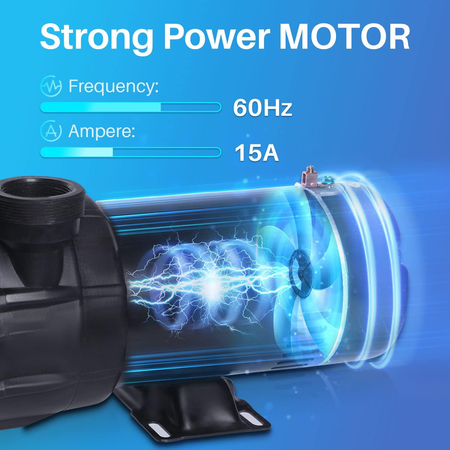 POOLPURE 1.5HP 5400GPH Powerful Self-Priming Dual Voltage Swimming Pool Pump for Inground/Above Ground Pools - Includes Strainer Basket, Low Noise Operation - Perfect for Backyard, Residential & Commercial Pool Maintenance