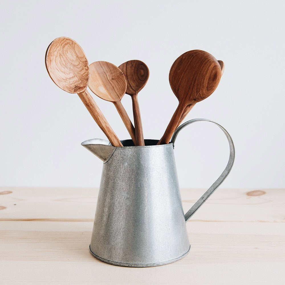 Premium Round Wild Olive Wood Cooking Spoon - Natural, Durable & Eco-Friendly Kitchen Utensil for Stirring, Mixing & Serving - Perfect for Soups, Sauces & Salad Dressings