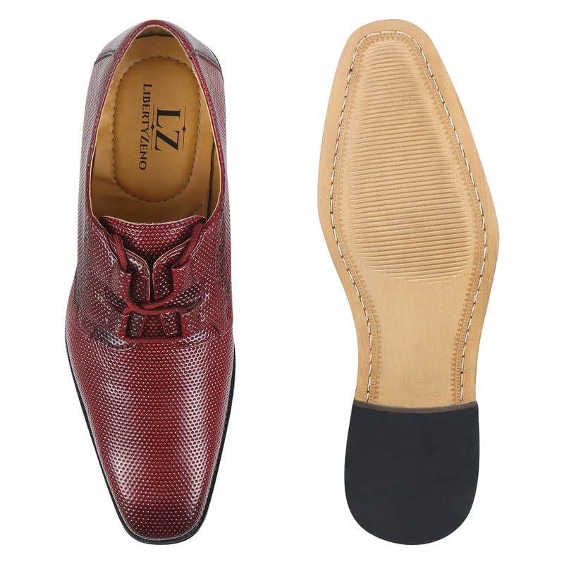**LibertyZeno Men's Formal Dress Shoes - Plain & Animal Print Leather Lace-Up Oxfords for Business, Wedding & Easter Gifts**