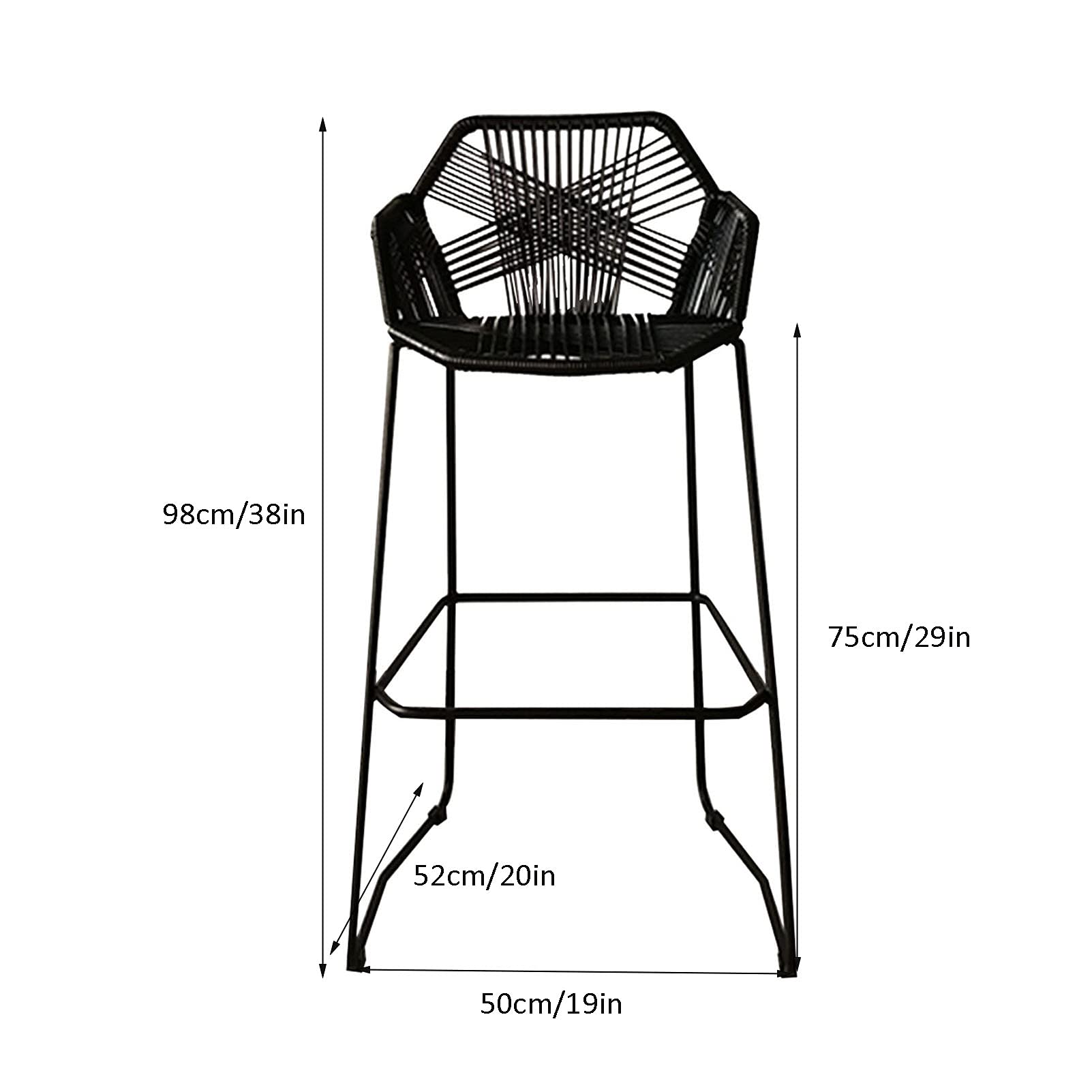 Modern Black Powder Coated Steel Bar Stools with Backrest & Footrest - Set of 2, Counter Height Stools for Pub, Coffee Shop, Home Dining & Kitchen - Durable & Comfortable Seating for Bars, Breakfast Nooks & Entertainment Areas