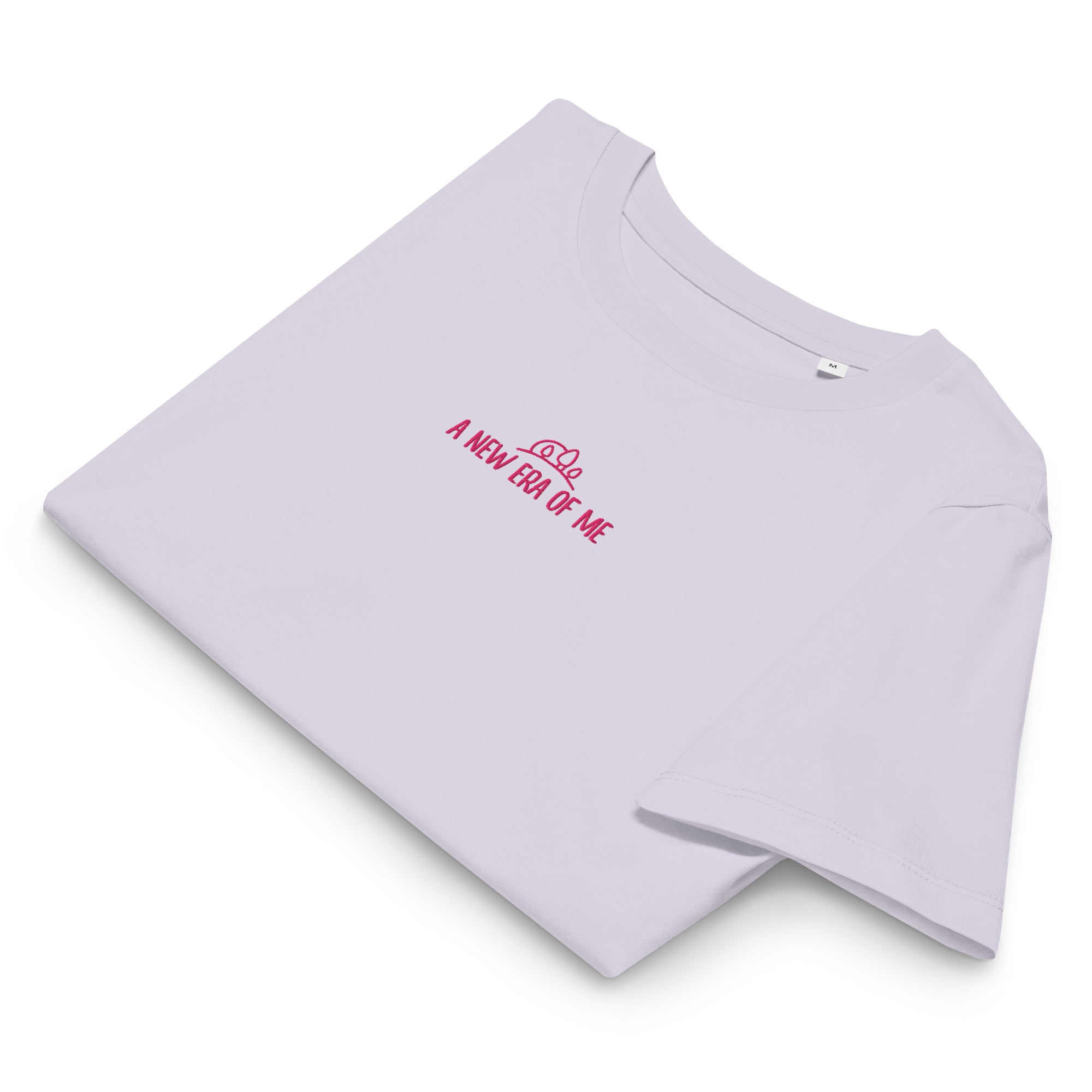 Women's Organic Cotton Embroidered Tee - Soft Comfortable Crewneck T-Shirt for Casual Wear & Everyday Outfits