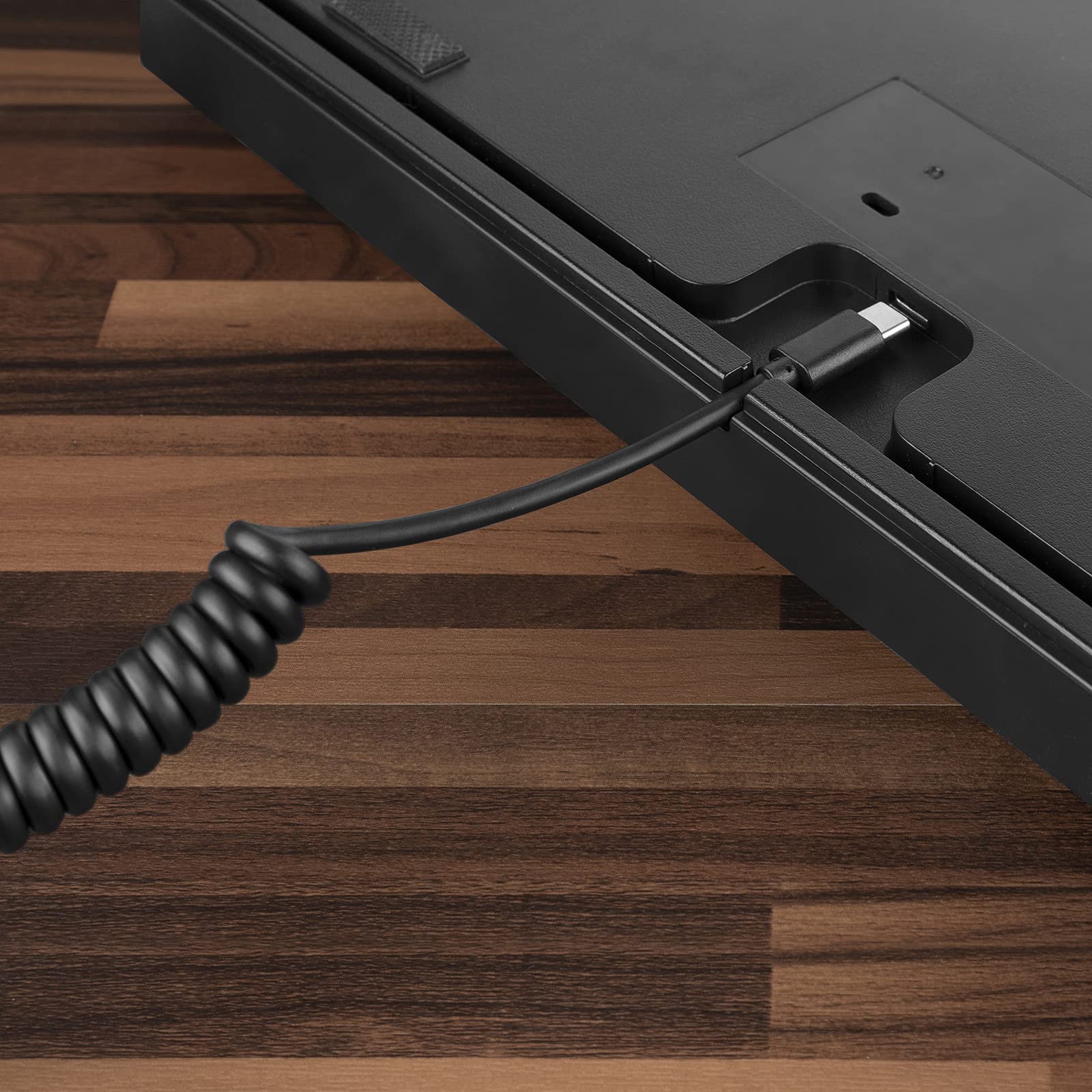 Linkidea Custom Coiled USB-C to USB-A Replacement Cable (9.1ft, Black) - Compatible with Razer Huntsman Mini, Pro 60%, KEMOVE Shadow 60%, Keychron K6/K6 Pro/K7 - Durable Coiling Spring Cable for Gaming Keyboards & Mechanical Keyboards - Perfect for Esports, Office & Home Setup