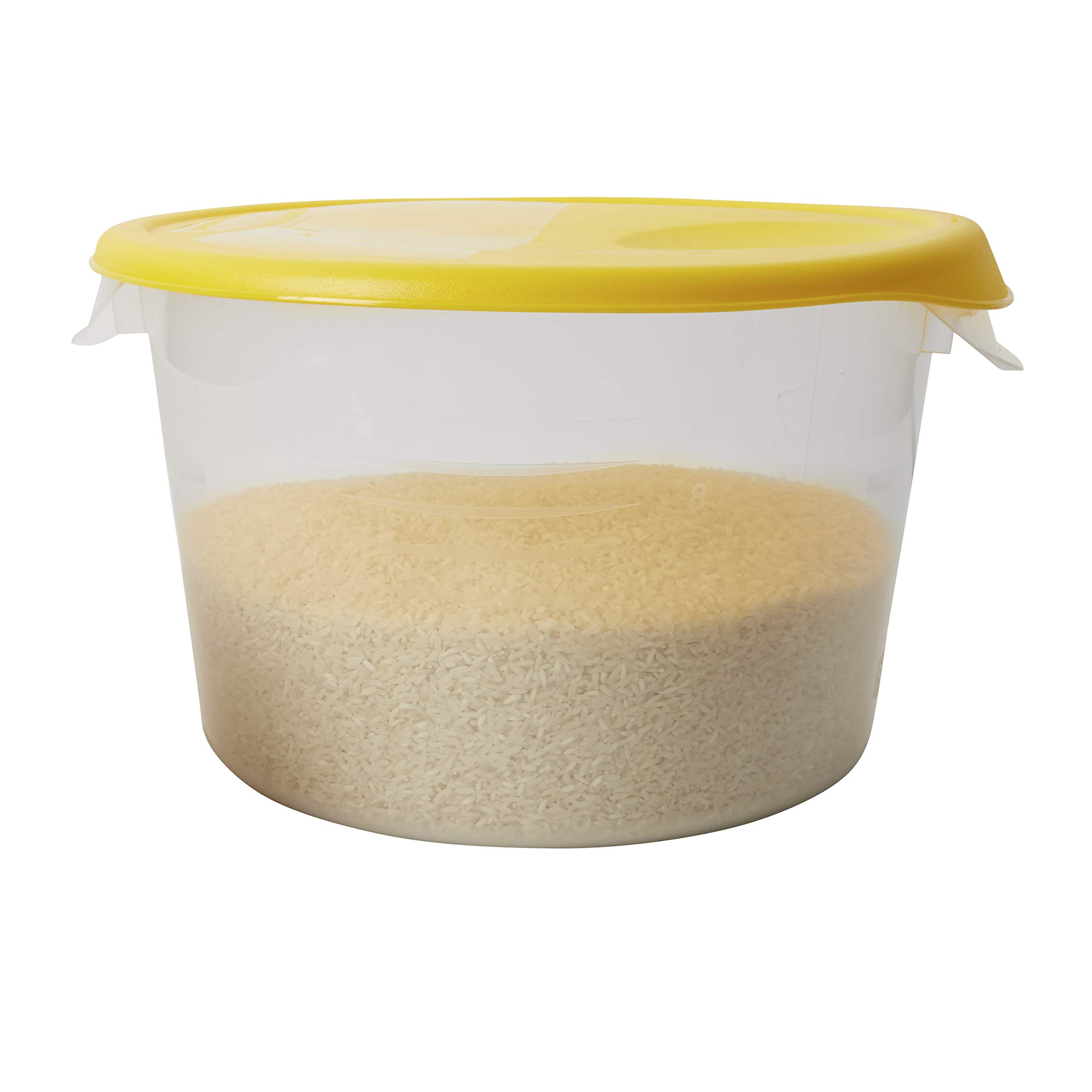Rubbermaid 4 Quart Yellow Plastic Food Storage Container with Handle - Commercial Grade, BPA-Free, for Wet & Dry Food - Ideal for Kitchen, Restaurant, Cafeteria, Meal Prep & Food Organization