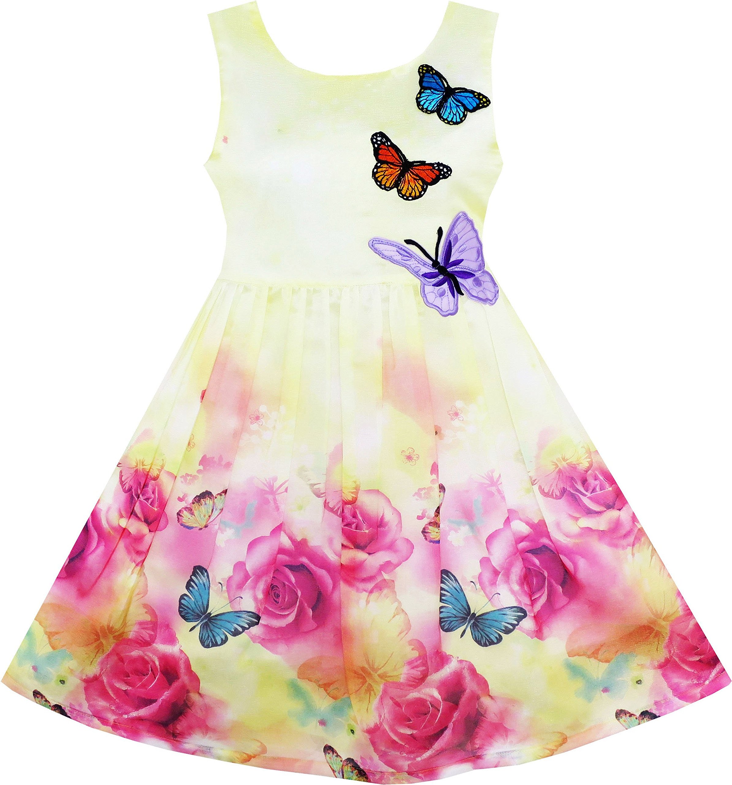 Sunny Fashion Girls Dress with Rose Flower Print & Embroidery in Purple - Perfect for Birthday Parties, School Events & Summer Outfits