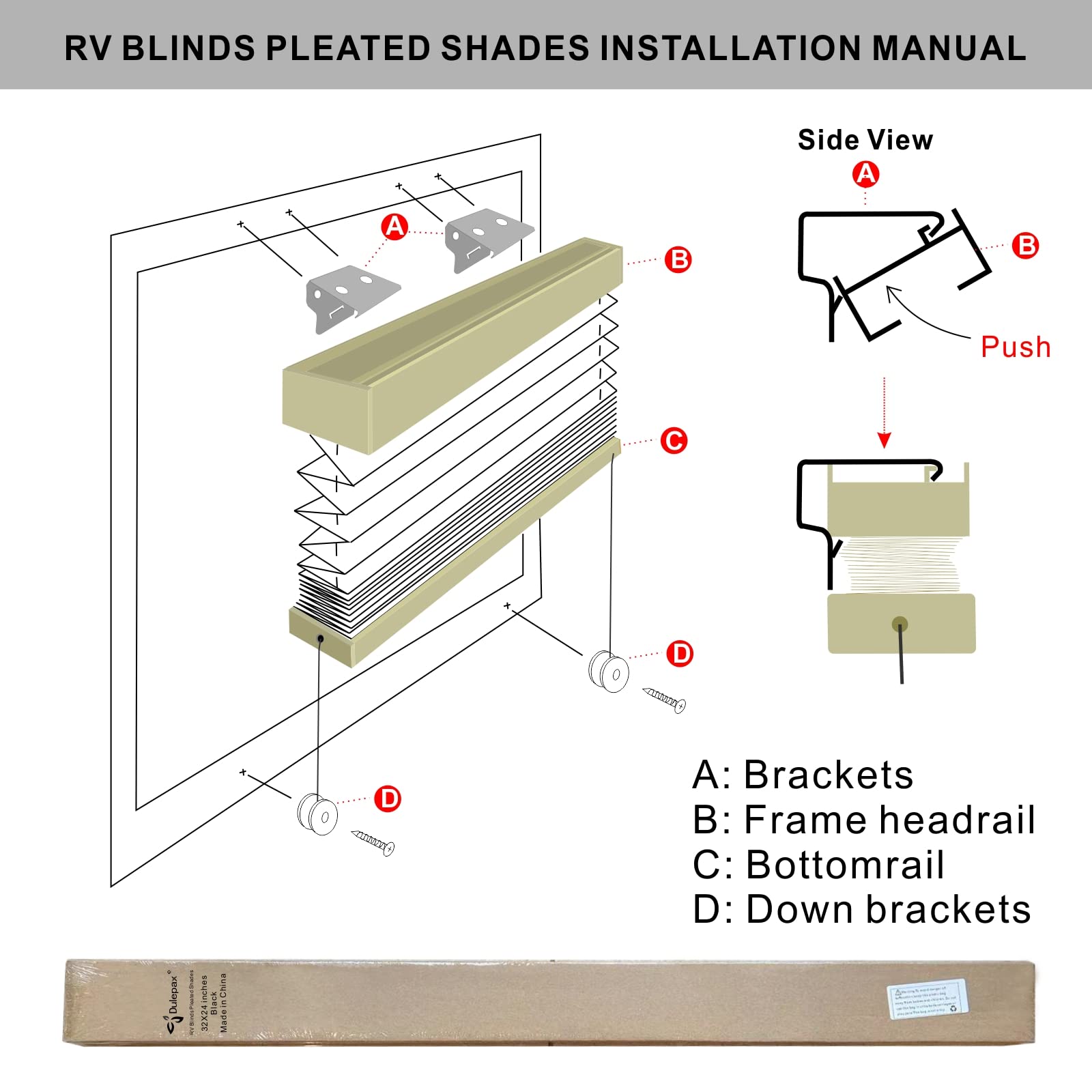 Dulepax RV Pleated Window Shades - 32