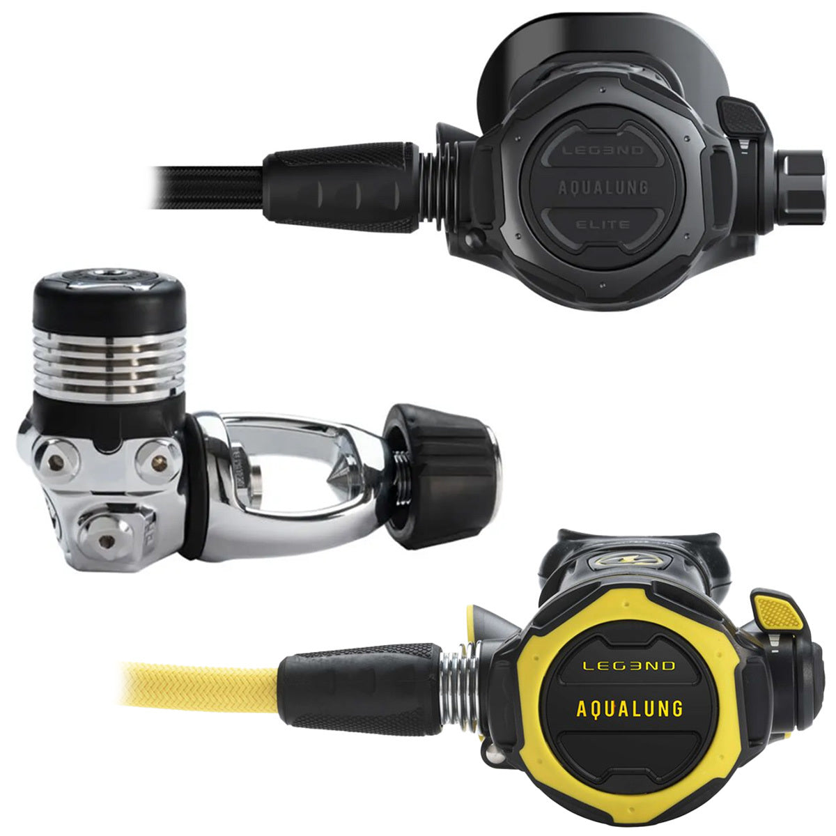 Aqualung Leg3nd Elite Black Edition Yoke 3-Stage Scuba Diving Regulator - Professional Dive Gear for Deep Sea Exploration & Underwater Adventures