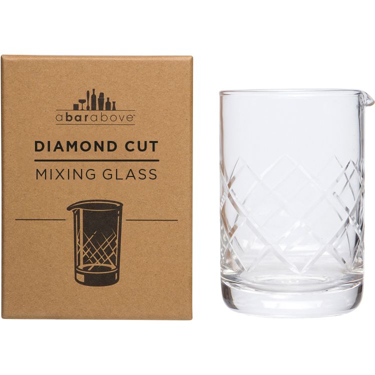 Premium Diamond Cut Cocktail Mixing Glass - 16oz Bar Mixing Glass for Whiskey, Martini & Cocktails - Perfect for Home Bars, Professional Bartending & Entertaining