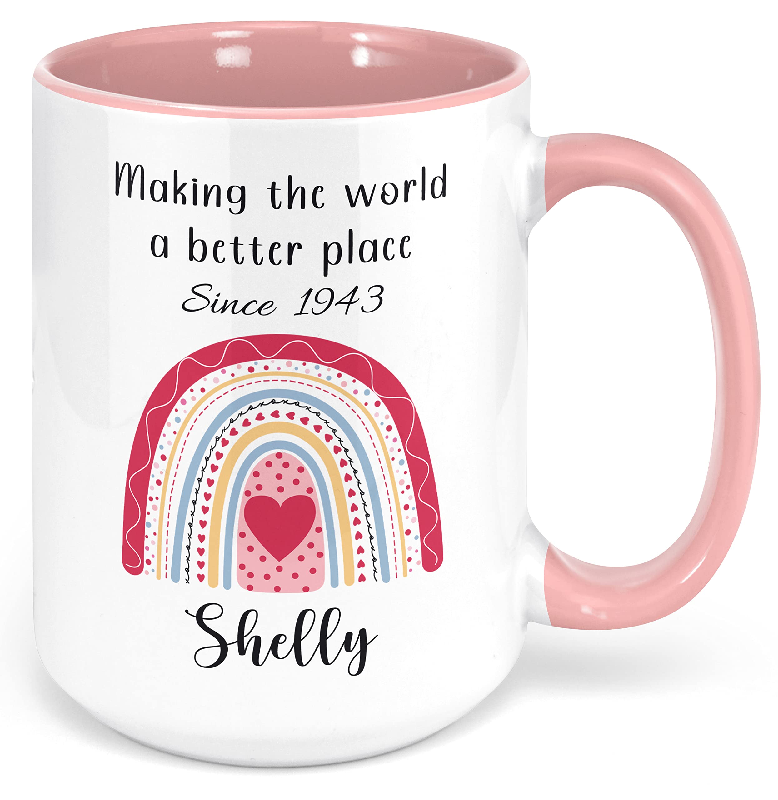 Livado Personalized 80th Birthday Mug for Women & Men - Custom Coffee Cup with Funny Quote, Rainbow & Date - 1942 Themed Birthday Gift for Mom, Dad - Ideal for Celebrations, Anniversaries & Special Occasions