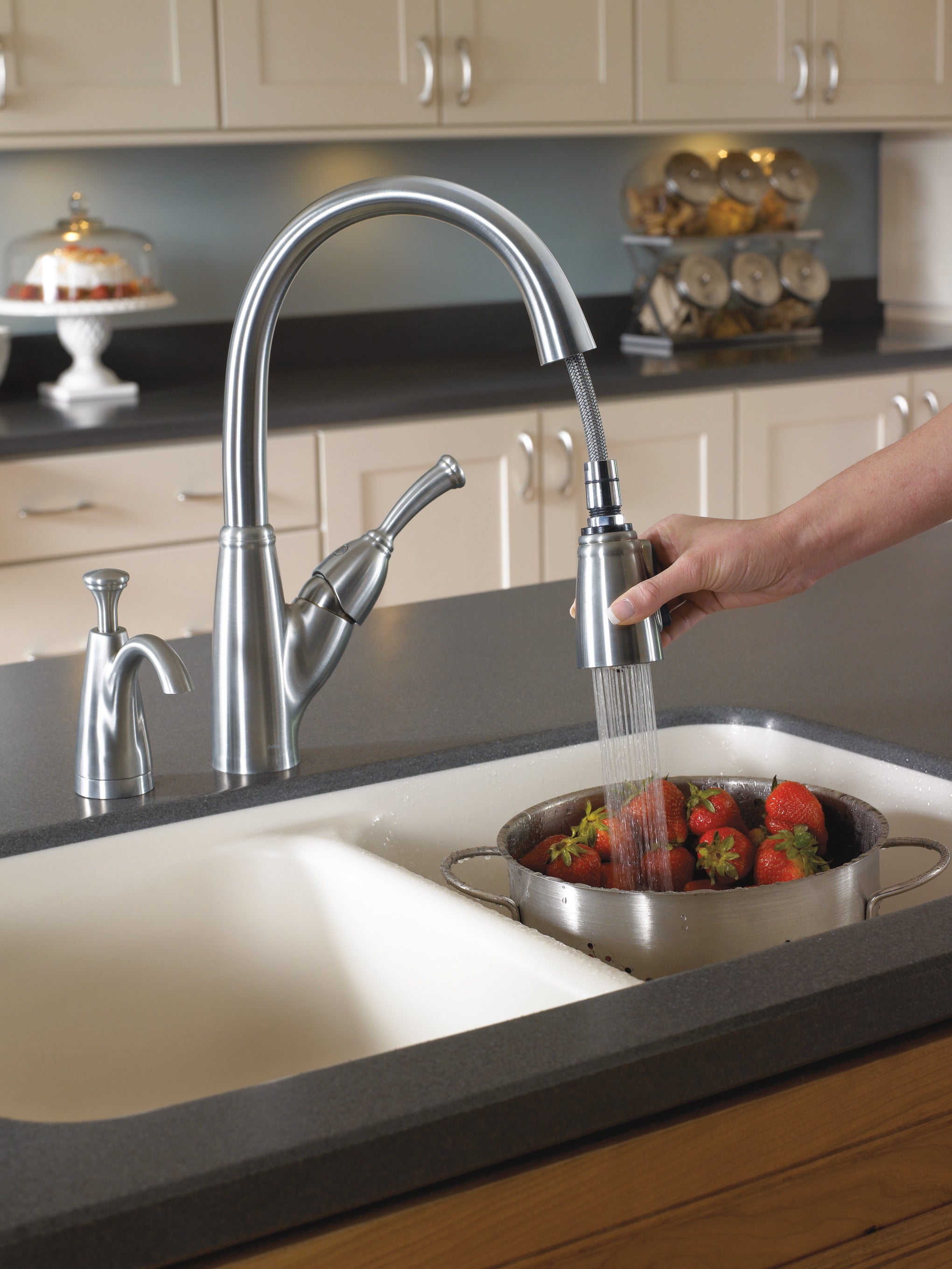 Allora Kitchen Faucet with Pull Down Spray - Arctic Stainless Steel 989 AR DST Delta - High Arc Commercial Style Faucet for Modern Kitchens, Restaurants & Food Prep Areas