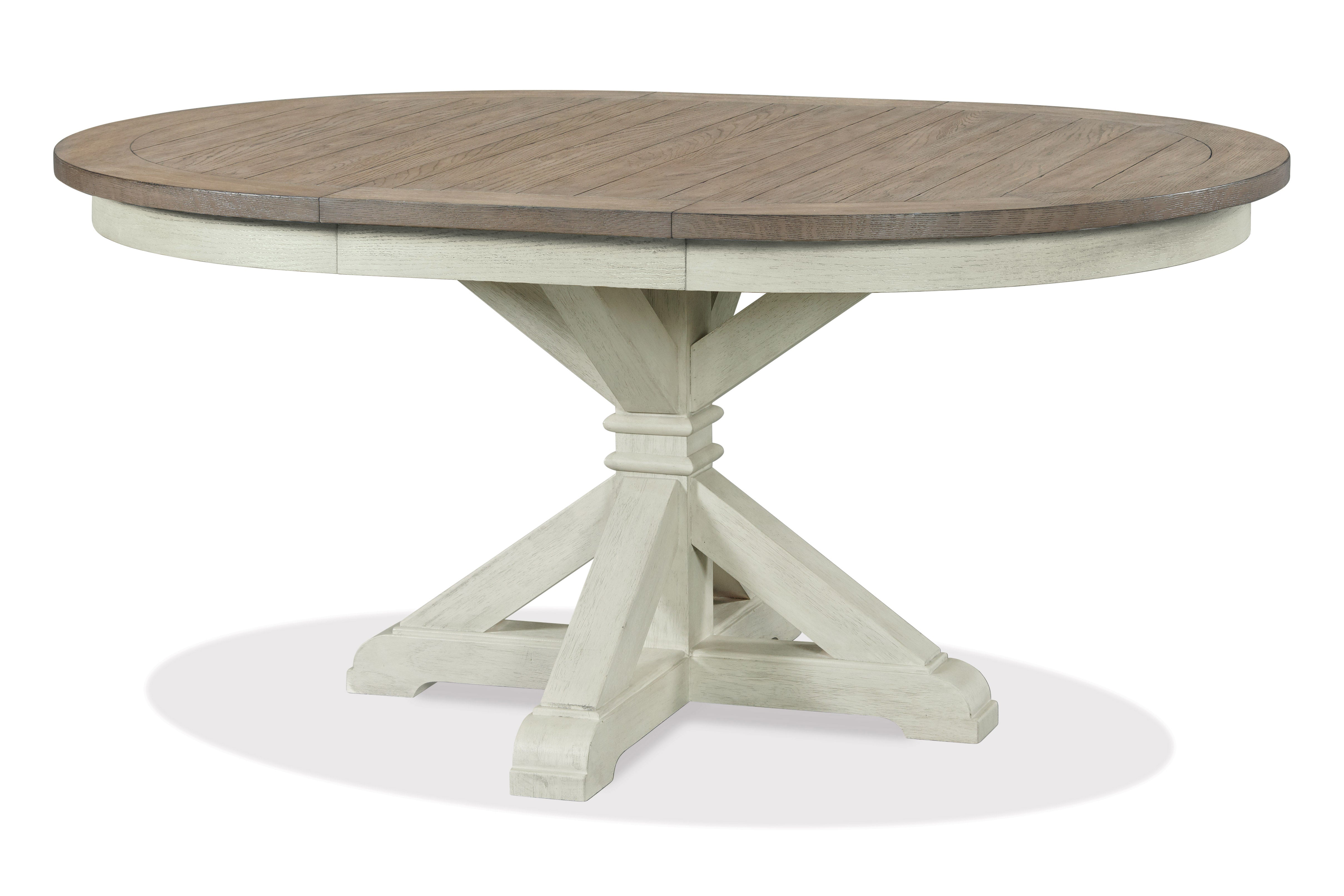 Roundhill Furniture Harola 5-Piece Dining Set with 18-Inch Leaf Extension - Round Pedestal Table & 4 Side Chairs for Kitchen, Dining Room, Breakfast Nook & Small Spaces