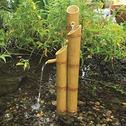 Aquascape AQSC 3 Tier Bamboo Water Fountain with Pump - Indoor/Outdoor Zen Garden Decor for Home, Office & Patio Relaxation