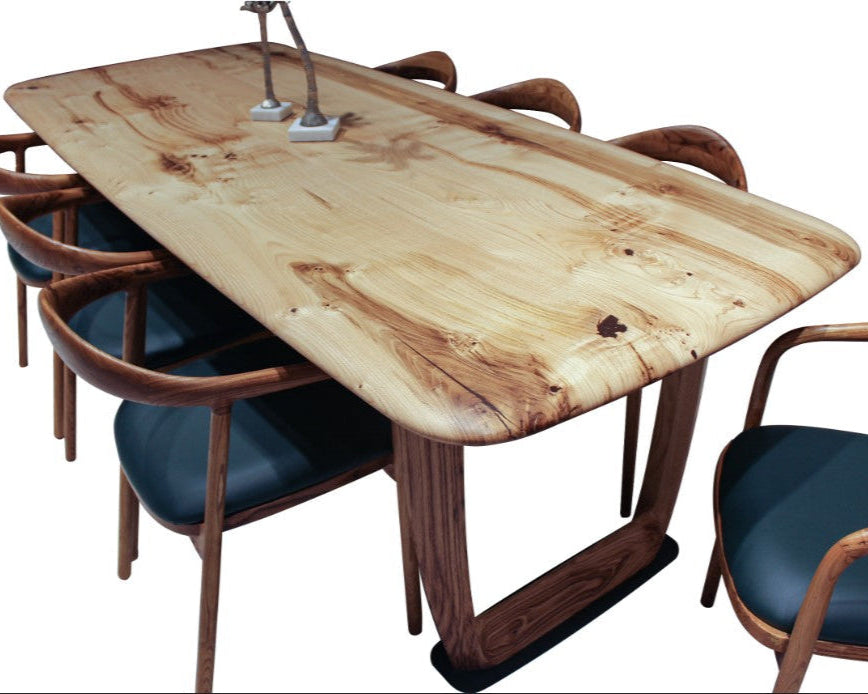 Rustic Solid Chestnut Wood Dining Table with Sturdy Chestnut Legs - Perfect for Farmhouse, Cottage & Country Style Dining Rooms