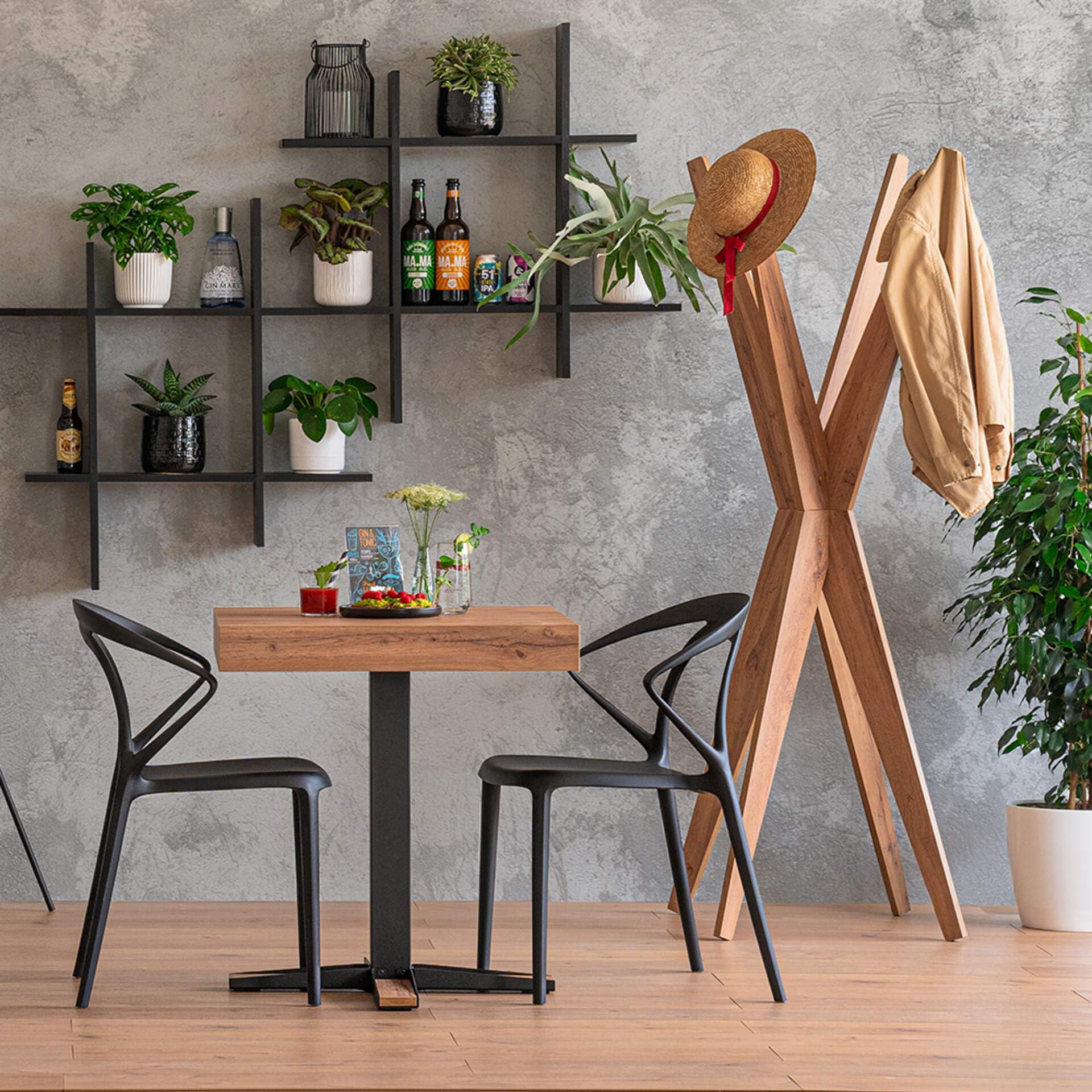 Modern Wooden Coat Rack - Rustic Emma Rovere Design, Freestanding Floor Clothes Hanger for Bedroom, Hallway, Entryway - Handcrafted in Italy - Perfect for Organizing Jackets, Hats & Bags in Small Spaces