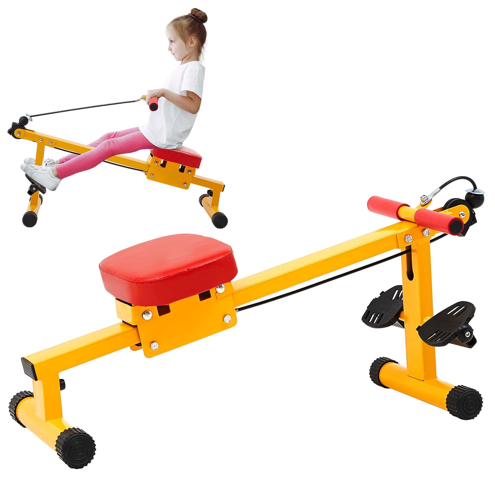 Meooeck Adjustable Kids Rowing Machine - Indoor/Outdoor Fitness Exercise Equipment for Children, Waist & Back Workout - Perfect for Physical Training Beginners & Toddlers (Great for Home Gym, Playroom, or Outdoor Sports Activities)