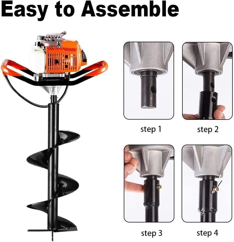 DC HOUSE 63CC Gas Powered Post Hole Digger with 3 Auger Bits (4