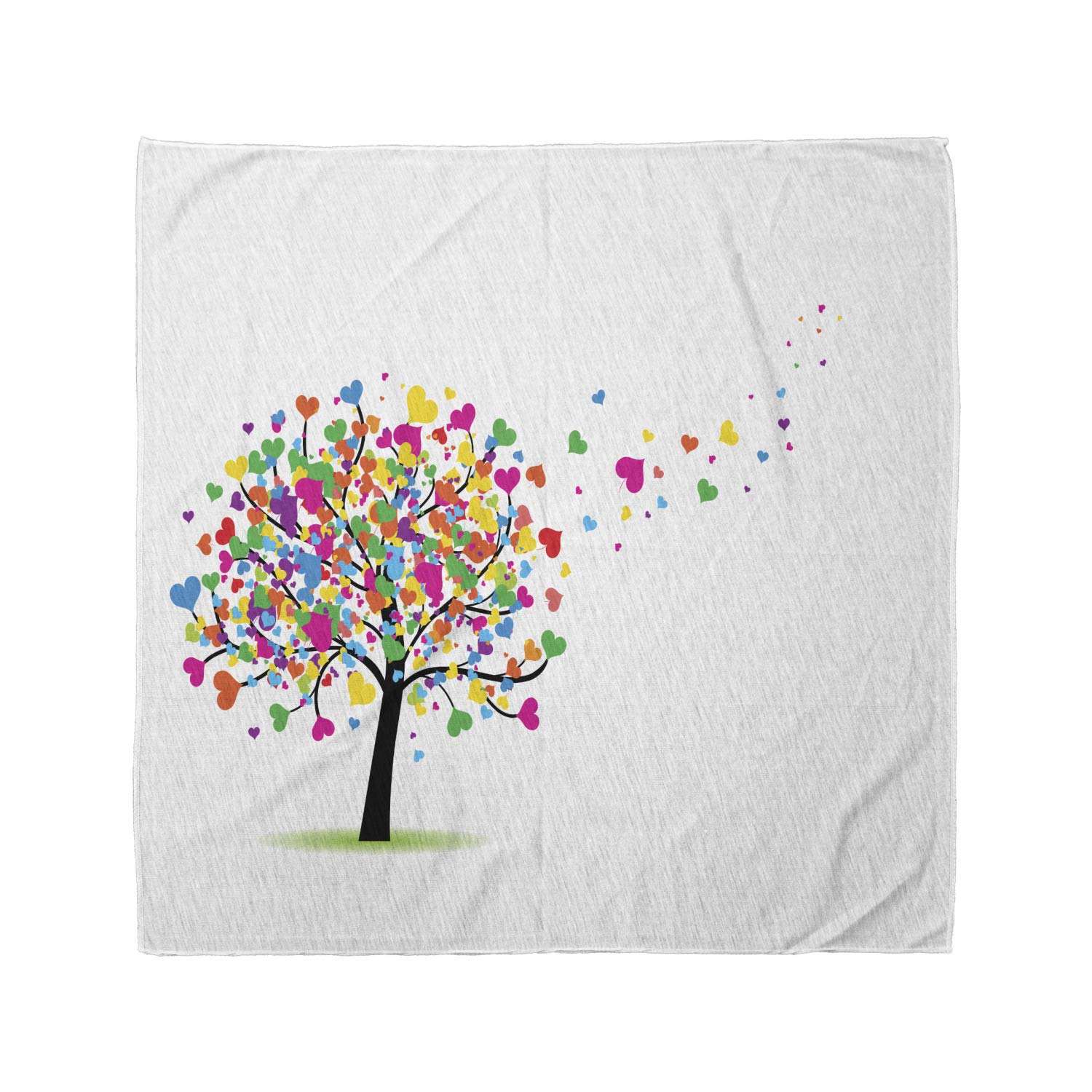 Ambesonne Love Bandana - Colorful Hearts, Leaves & Trees Print - Unisex Head & Neck Scarf for Men & Women - Perfect for Outdoor Activities, Music Festivals & Casual Wear