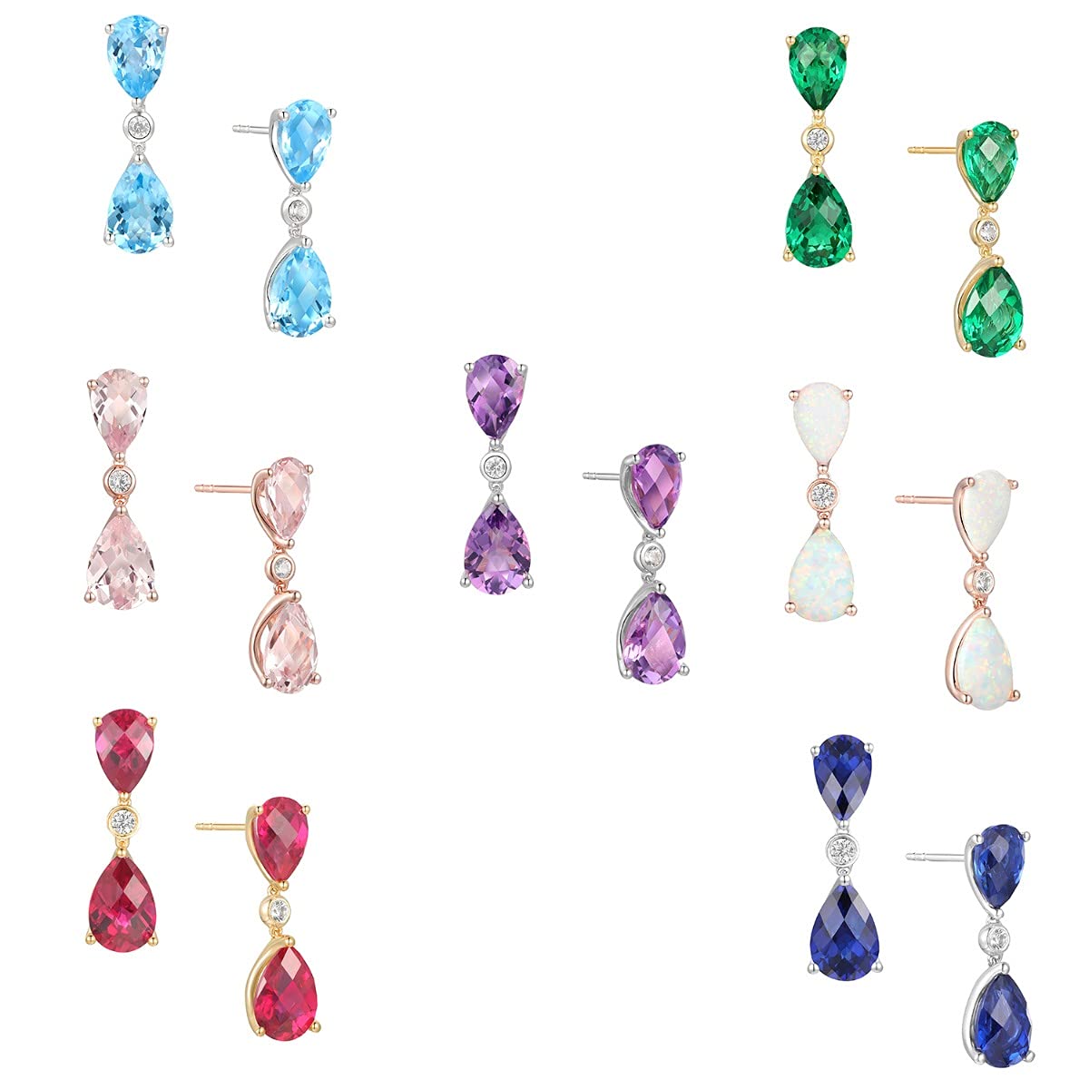 Lab-Created Blue Sapphire & White Sapphire Pear Drop Pendant & Earrings Set - Sterling Silver 18