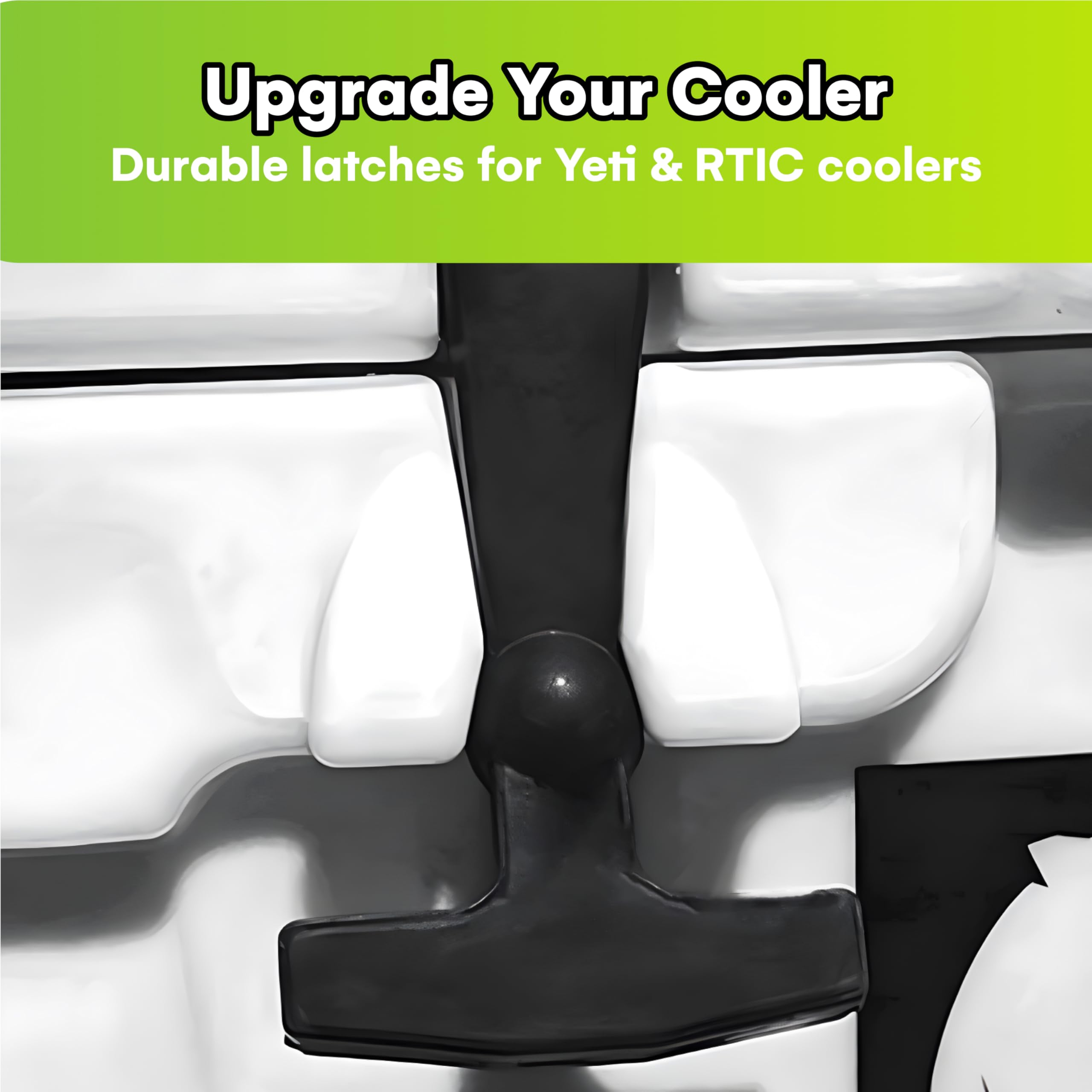 Beast Cooler Accessories 2-Pack Replacement Lid Latches for Yeti and RTIC Coolers - Durable Black Rubber Handle Grips (20 Inches) - Perfect for Outdoor Camping, Fishing, and Beach Trips