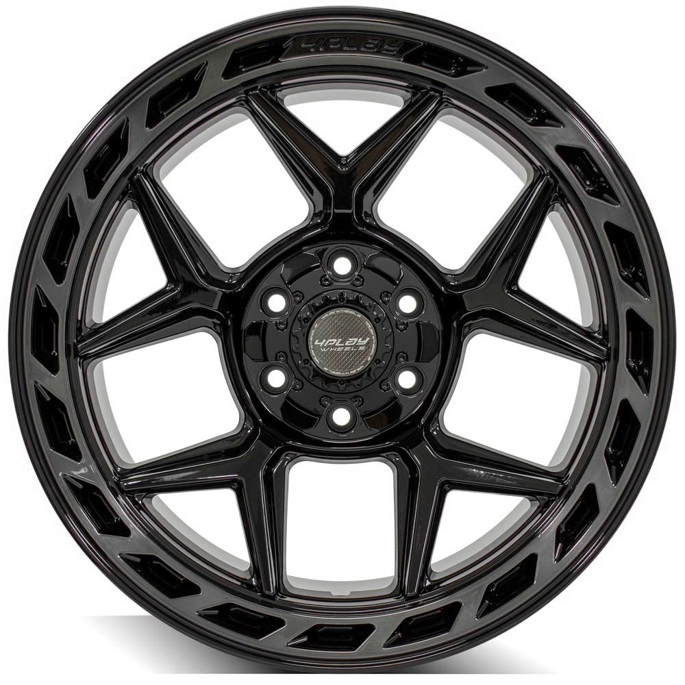 4Play Gen3 4P55 Gloss Black Wheels 20x10.0 18 Offset - 6x139.7/6x135mm Bolt Pattern - 106.1mm Hub - Brushed Face & Tinted Clear Finish - Perfect for Trucks, SUVs, and Off-Road Vehicles