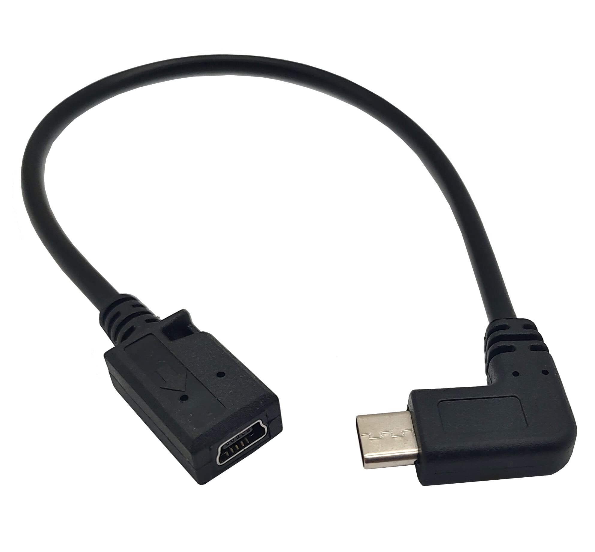 90 Degree USB-C to Mini USB Cable Adapter - USB Type C Male to Mini USB Female Converter for MacBook Pro, Laptop & Android Devices (Charging Only) - Perfect for Travel, Office & Home Charging Stations