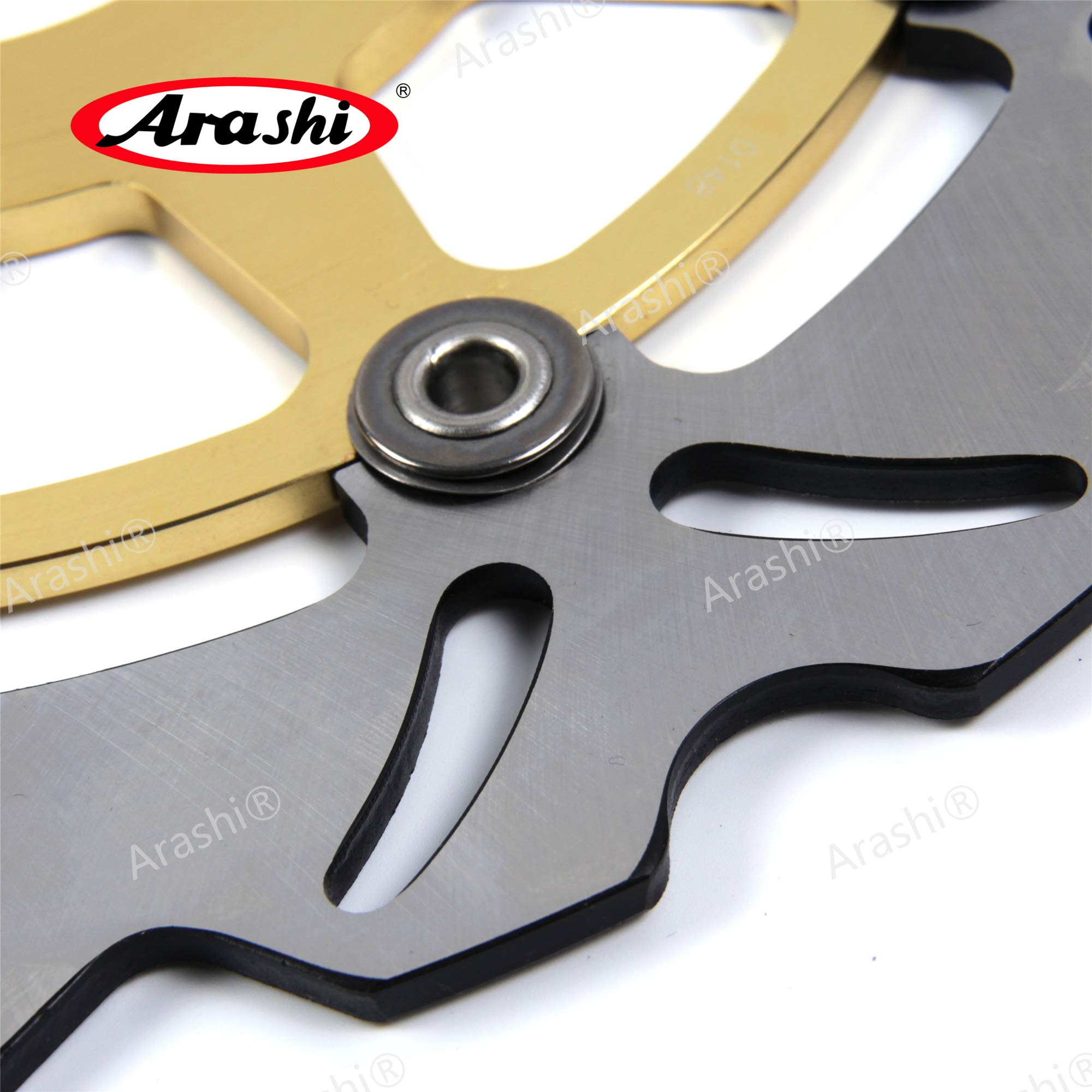Suzuki GSXR 1000 2003-2004 K3 K4 Front & Rear Gold Brake Discs Rotors - High Performance Motorcycle Replacement Parts for GSX-R1000 - Perfect for Racing, Street Riding and Daily Commuting