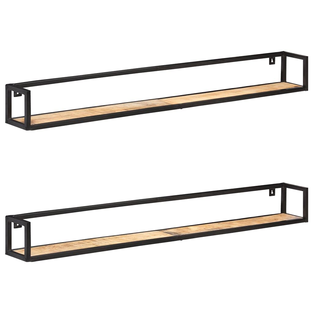 iFCOW 2-Pack 63 Inch Rustic Mango Wood Wall Shelves - Floating Shelf for Living Room, Bedroom, Kitchen Storage & Home Decor