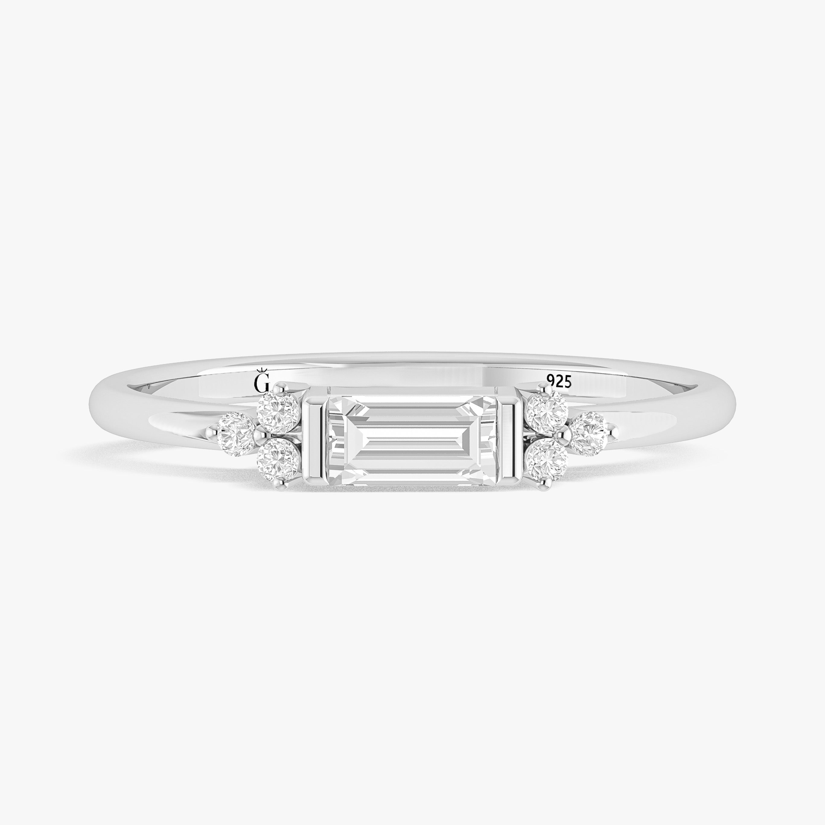 Elegant Baguette & Zircon Solitaire Ring with Round Cut - Perfect for Engagement, Anniversary & Special Occasions