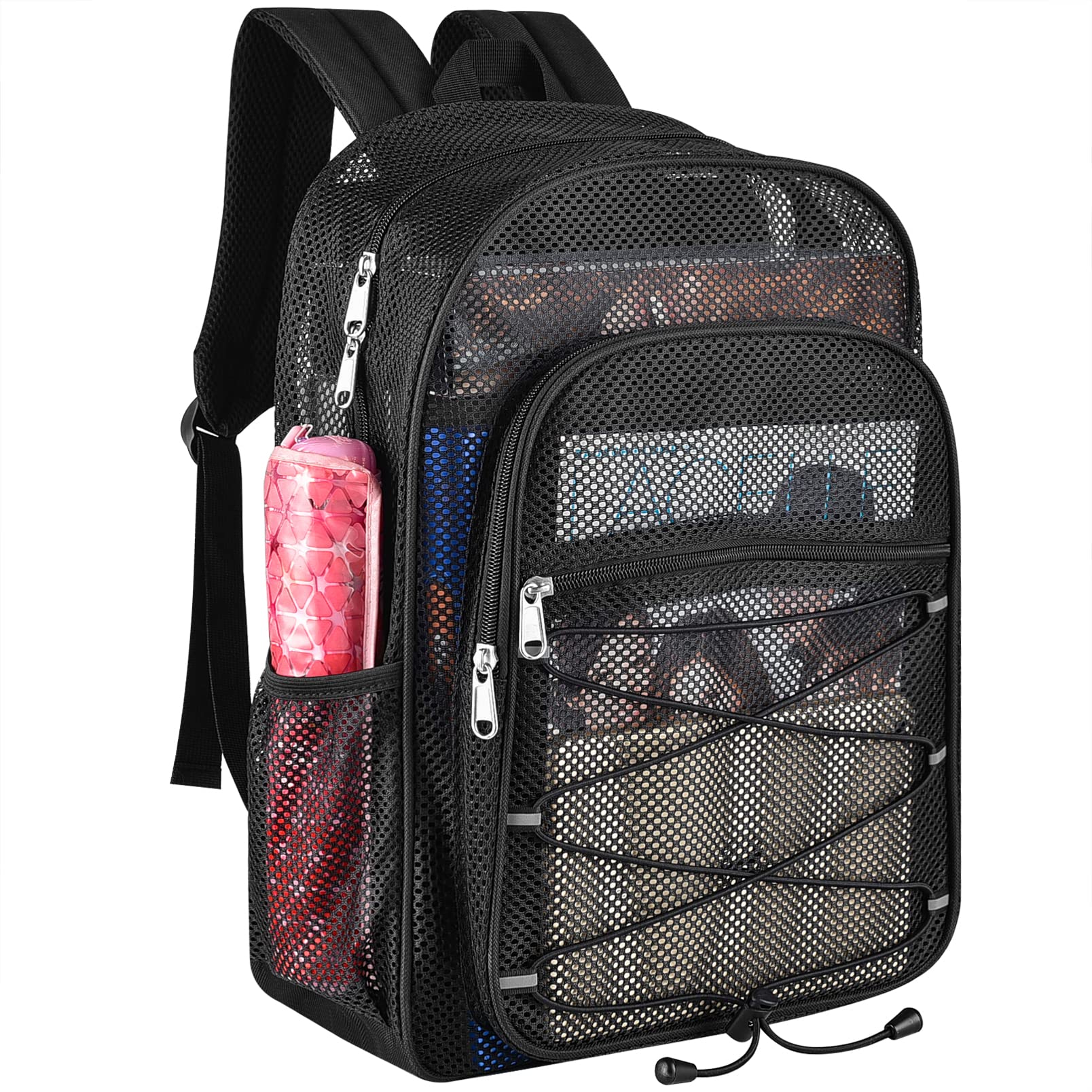 Durable Mesh Backpack for Adults & Kids - Adjustable Straps, Transparent Design for School, Gym, Swimming & Sports - Perfect for Carrying Books, Gear & Portable Oxygen Concentrators