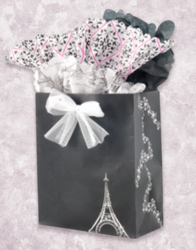 Eiffel Black Studio Gift Bags - Elegant Parisian Themed Party Favor Bags for Weddings, Baby Showers & Birthday Celebrations