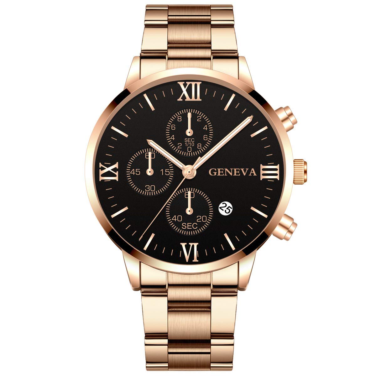 Minimalist Waterproof Chronograph Watch for Men - Business & Casual Style with Stainless Steel Band - Perfect for Office & Outdoor
