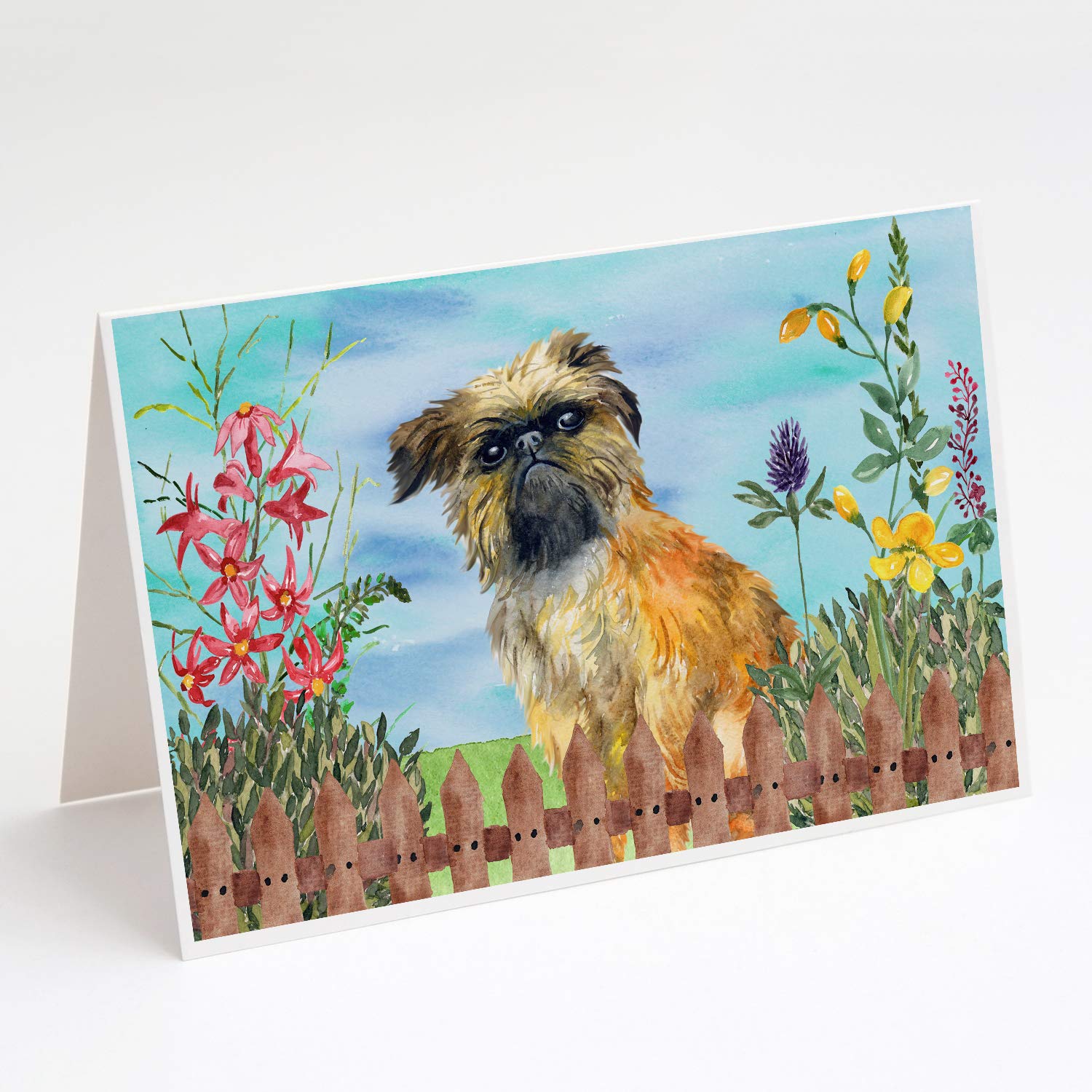 Brussels Griffon Spring Greeting Cards - Pack of 8 Blank A7 Note Cards (5x7 inches) with Envelopes | Whimsical Dog-Themed Stationery for Spring Occasions, Birthdays & Thank You Notes