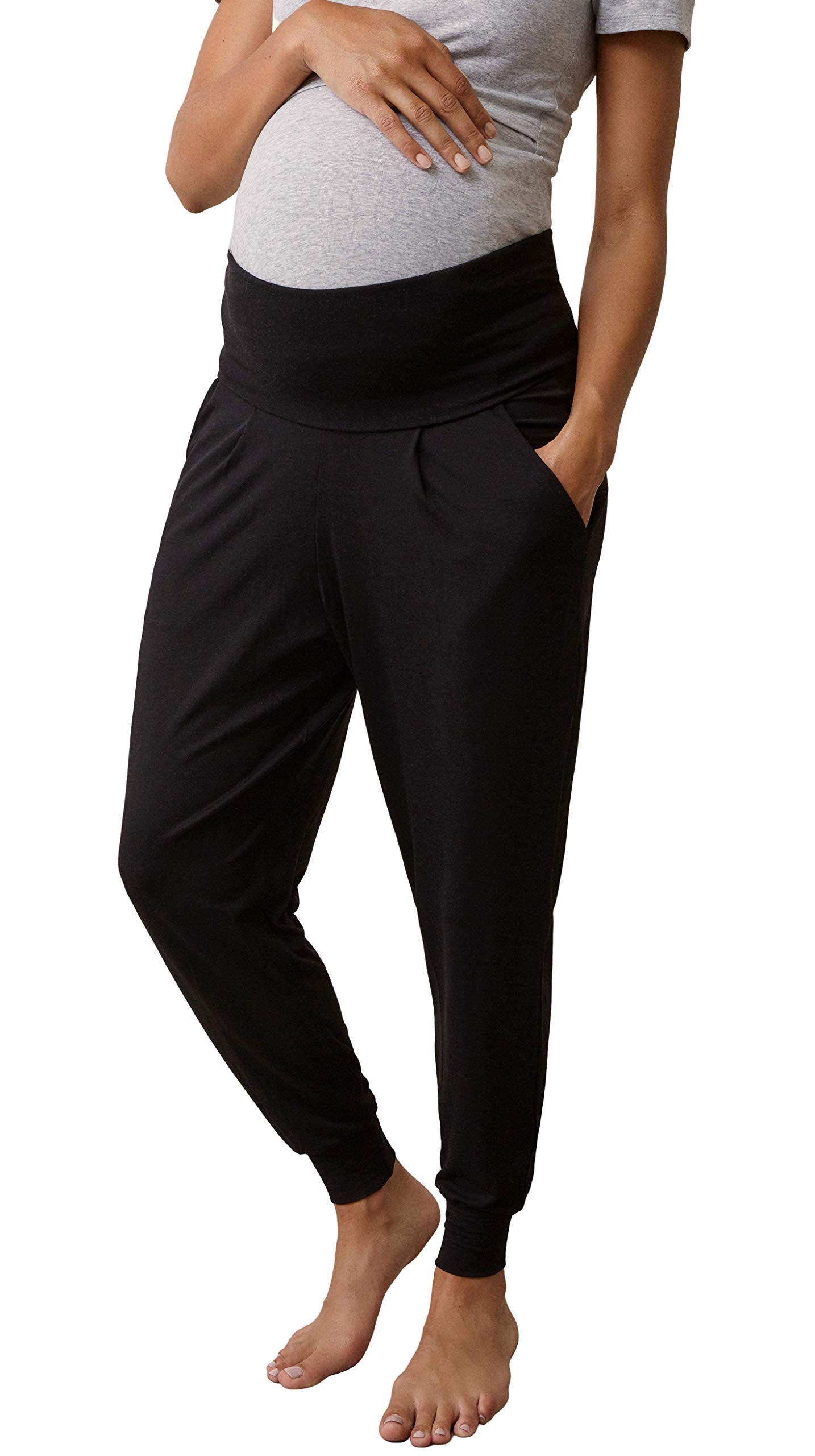 BOOB Women's Maternity Pants - Stretchy Over The Belly Pregnancy Joggers - Soft Comfortable Maternity Sweatpants for Lounge & Everyday Wear - Black