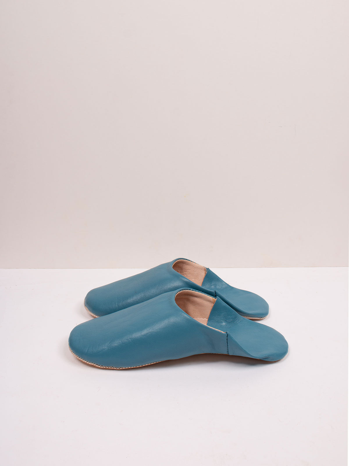 Authentic Moroccan Men's Babouche Slippers - Soft Leather Blue Grey House Shoes for Comfort & Style | Perfect for Home, Lounge & Cultural Fashion