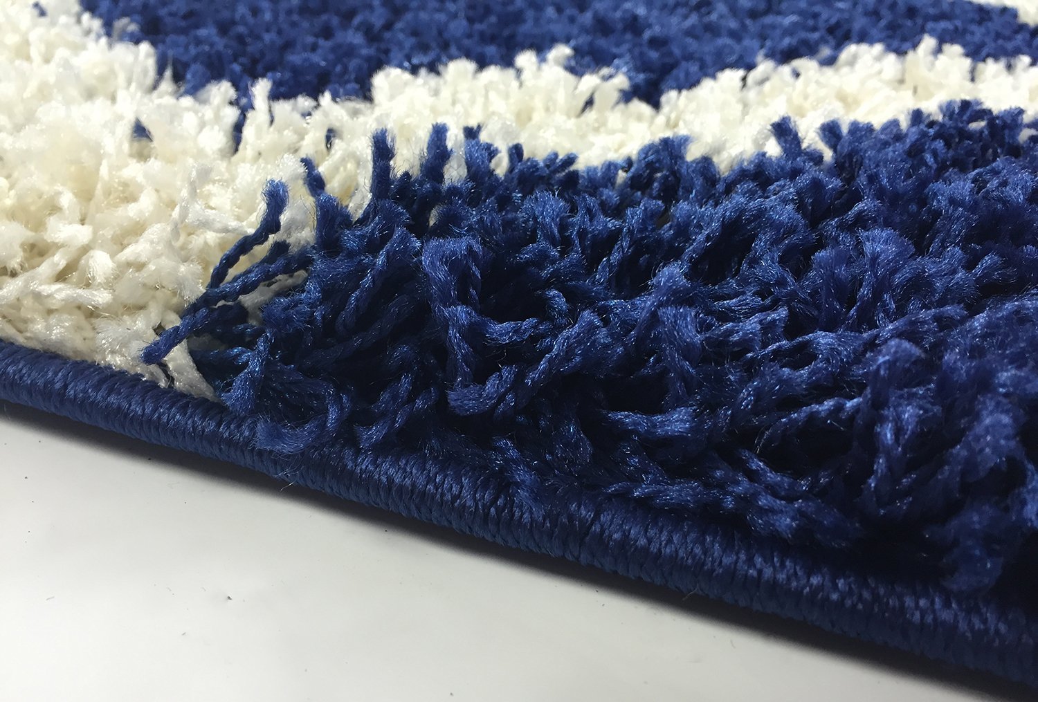 Navy Blue Trellis Shag Area Rug - Soft Shaggy Collection for Living Room, Bedroom - 3'3