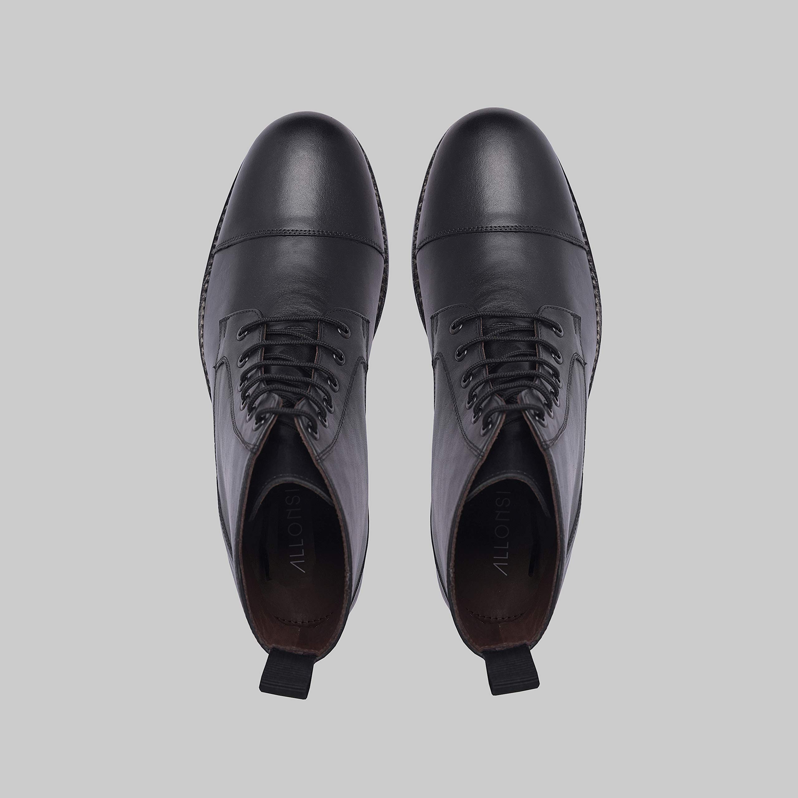 Allonsi Welton Men's Genuine Leather Combat Boots - Goodyear Welted Dress Boots with Comfortable Rubber Sole - Handcrafted Luxury Leather Shoes for Casual Wear & Outdoor Activities