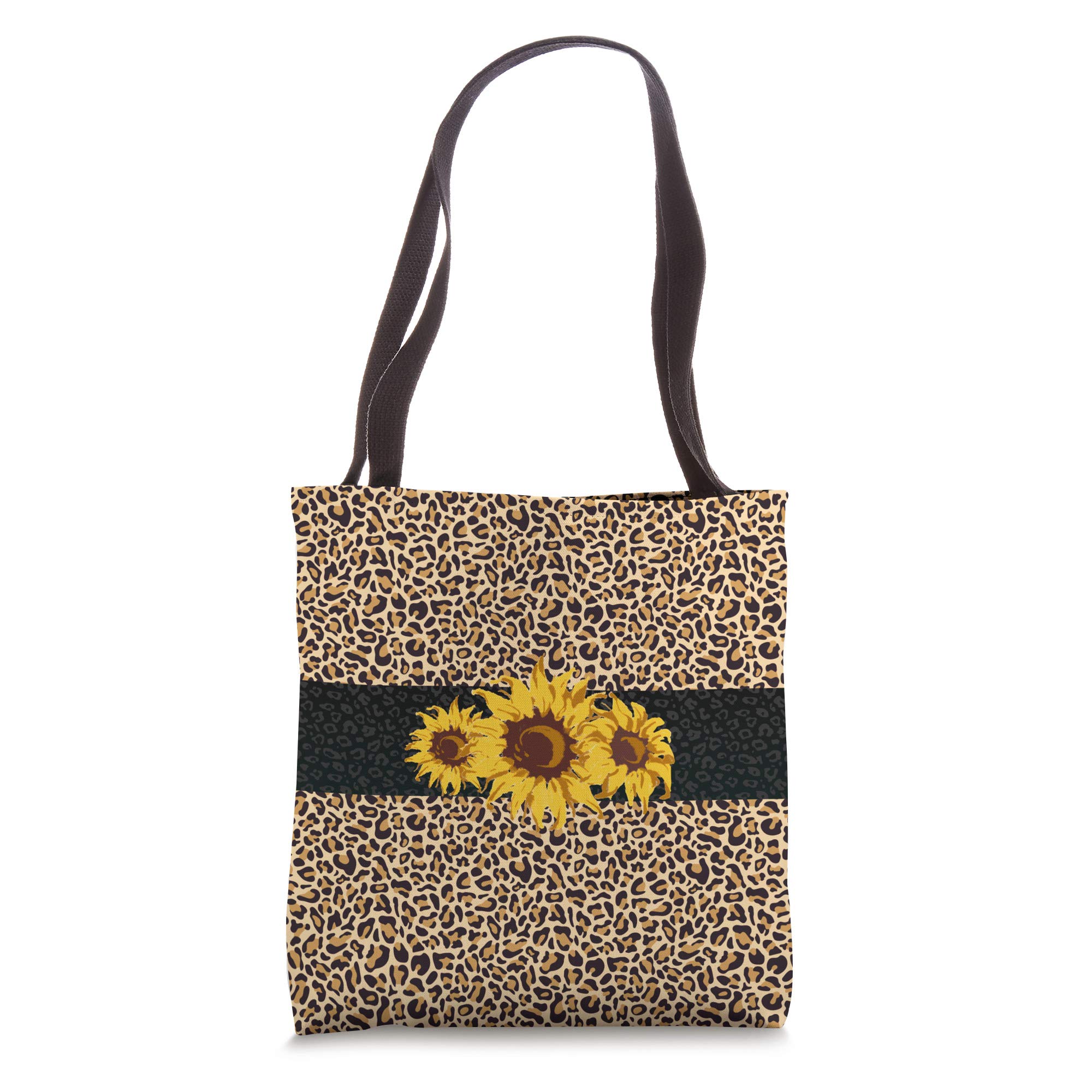 Stylish Leopard Print Tote Bag for Women - Fashionable Cheetah Animal & Sunflower Design - Perfect Gift for Her - Great for Work, Shopping & Beach Outings