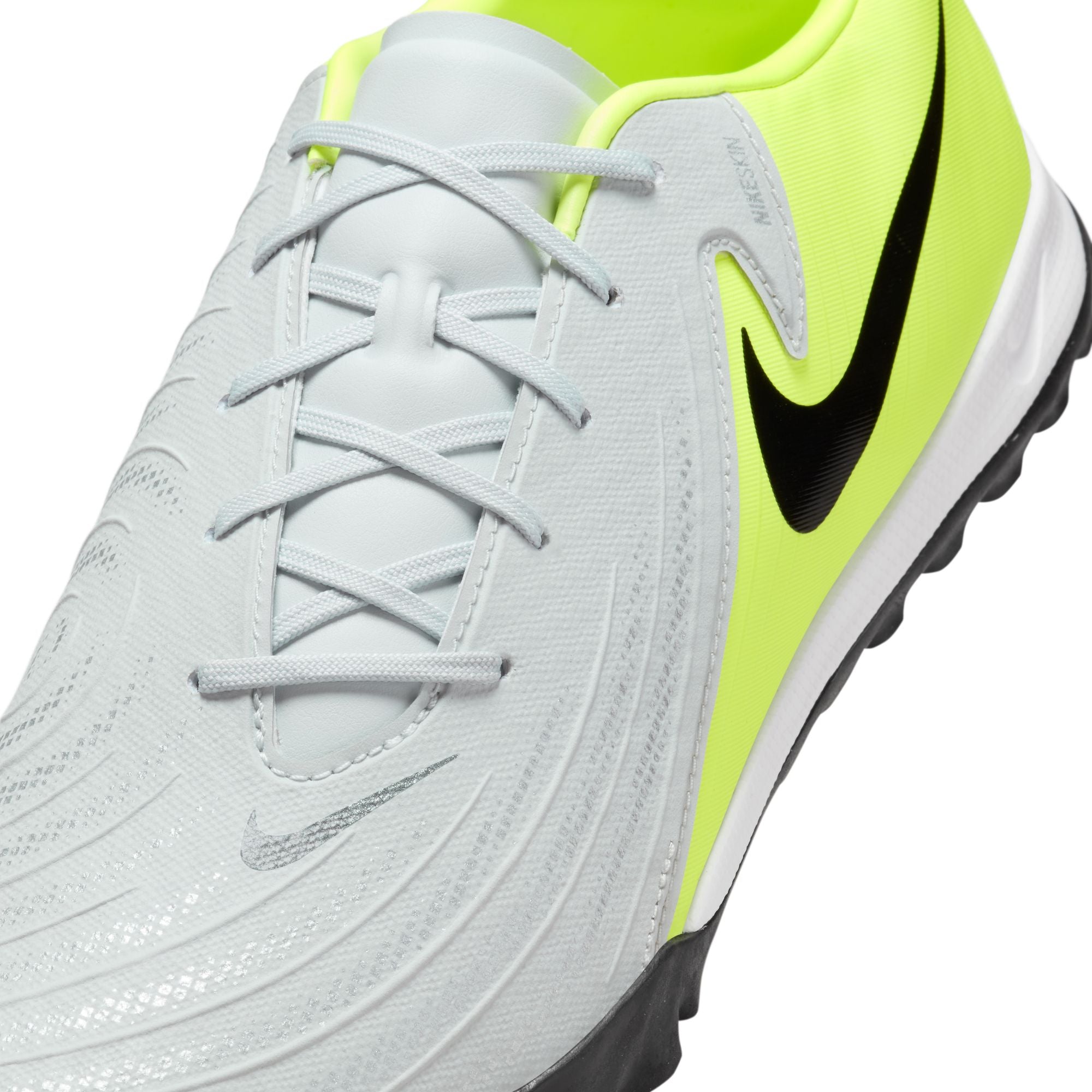 Nike Phantom GX 2 Academy TF Turf Soccer Shoes for Men - Metallic Silver/Black/Volt - Artificial Grass Football Cleats for Indoor & Outdoor Training, Games, and Matches