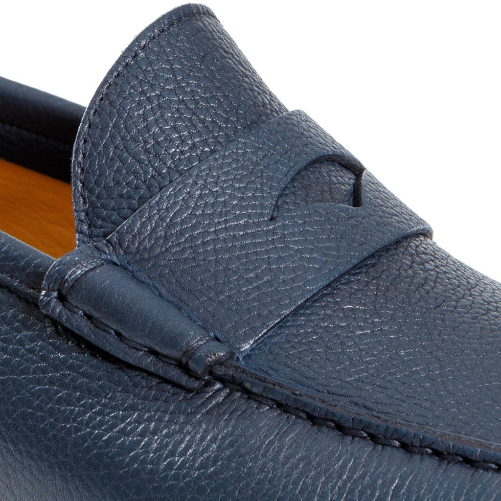 HENRY SARTORIAL Genuine Calf Leather Penny Loafers for Men - Navy Blue Classic Slip-On Dress Shoes - Perfect for Business, Office & Formal Occasions