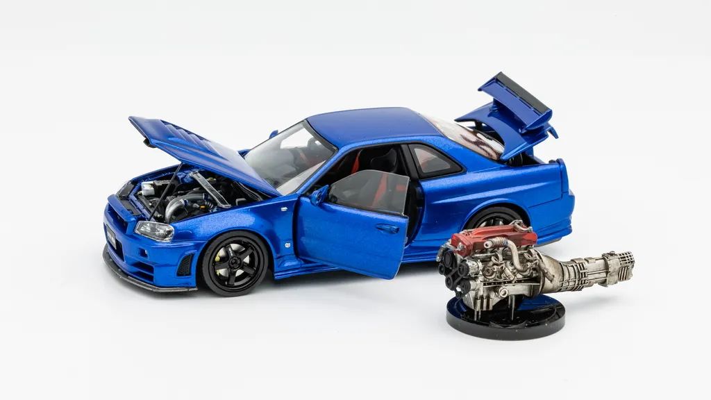 1:43 Scale Nissan Skyline Z Tune Diecast Model Car - Metallic Blue Collectible - Perfect for Car Enthusiasts, Display Cases & Racing Collections
