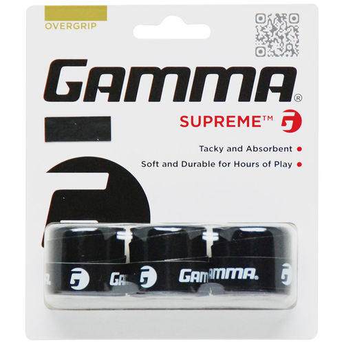 Gamma Supreme Overgrip 3 Pack (Black) - Premium Tennis Racket Grip Tape for Better Control & Sweat Absorption - Perfect for Tennis, Badminton & Racquetball Players