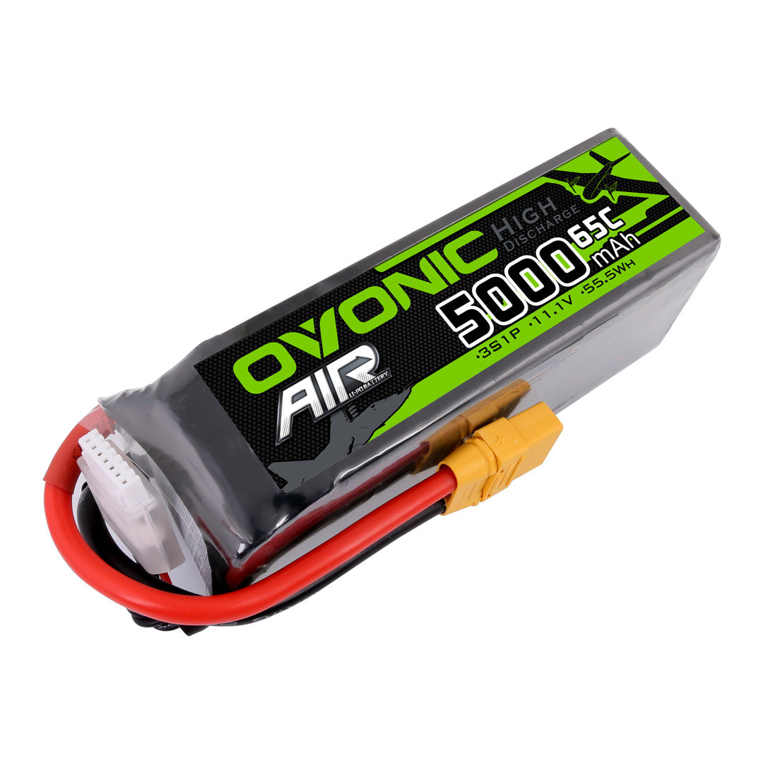 Ovonic 5000mAh 11.1V 65C 3S Lipo Battery with XT90 Connector - High Performance Rechargeable Battery for RC Airplane, Drone, and RC Car Racing