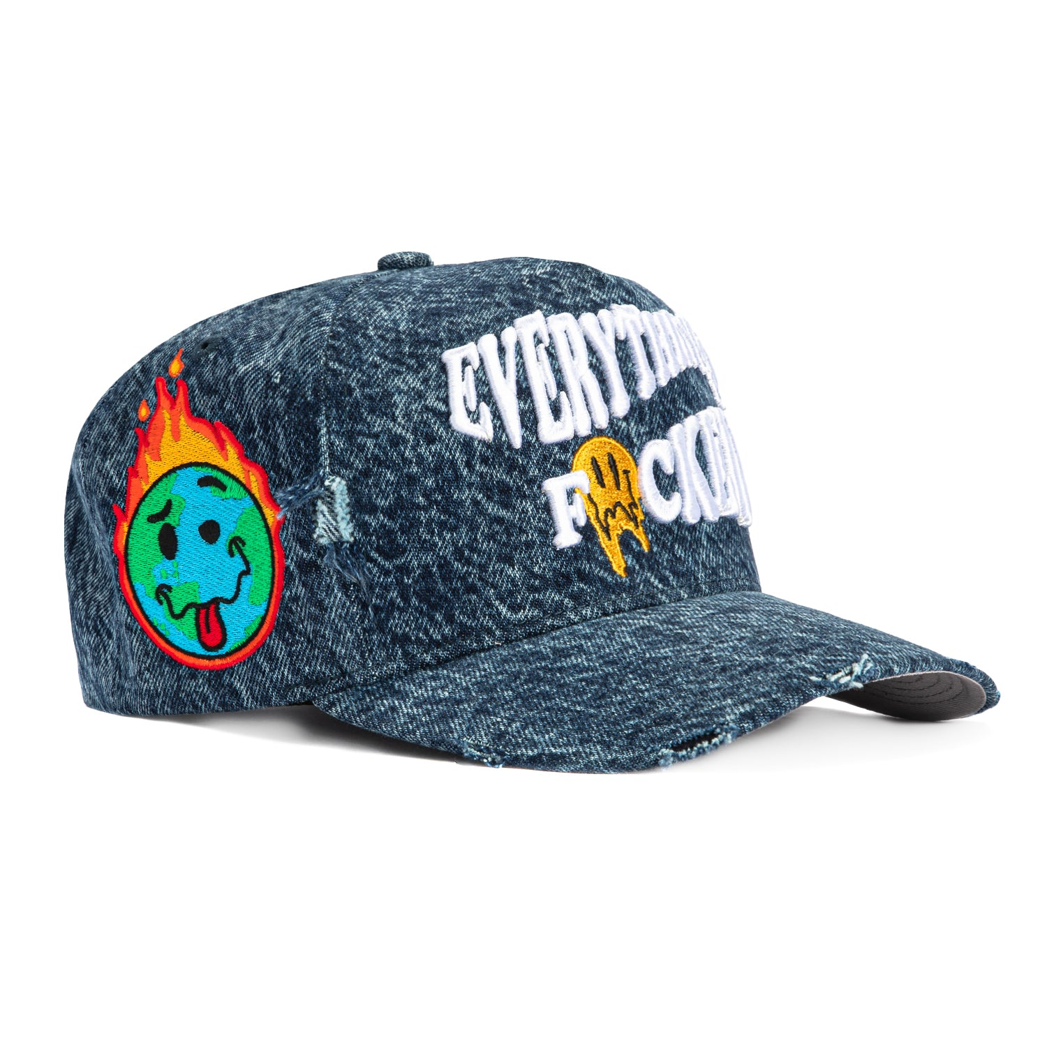 Field Grade Everything's F*cked Snapback Hat - Denim Blue | Adjustable Baseball Cap for Men & Women | Perfect for Outdoor Activities, Concerts, and Casual Wear
