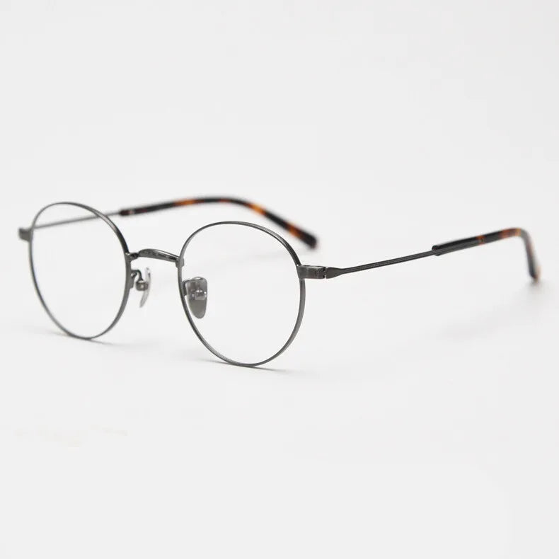 CCspace Unisex Full Rim Round Titanium Eyeglasses Frame - Lightweight Durable Glasses for Men & Women - Perfect for Reading, Driving & Daily Wear (Model 300779)