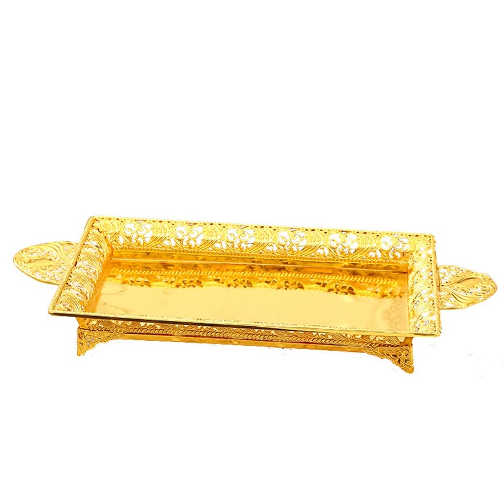 Golden European Iron Art Fruit Plate - Large Decorative Bowl for Coffee Table, Living Room, Bar, KTV - Elegant Snack & Candy Serving Tray (Gold Color, 12
