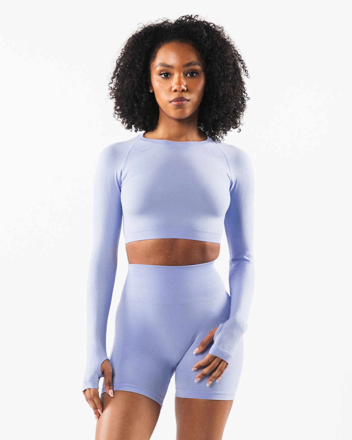 Stratus LS Crop Top - Mystic Blue Women's Athletic Shirt for Running, Yoga & Gym Workouts